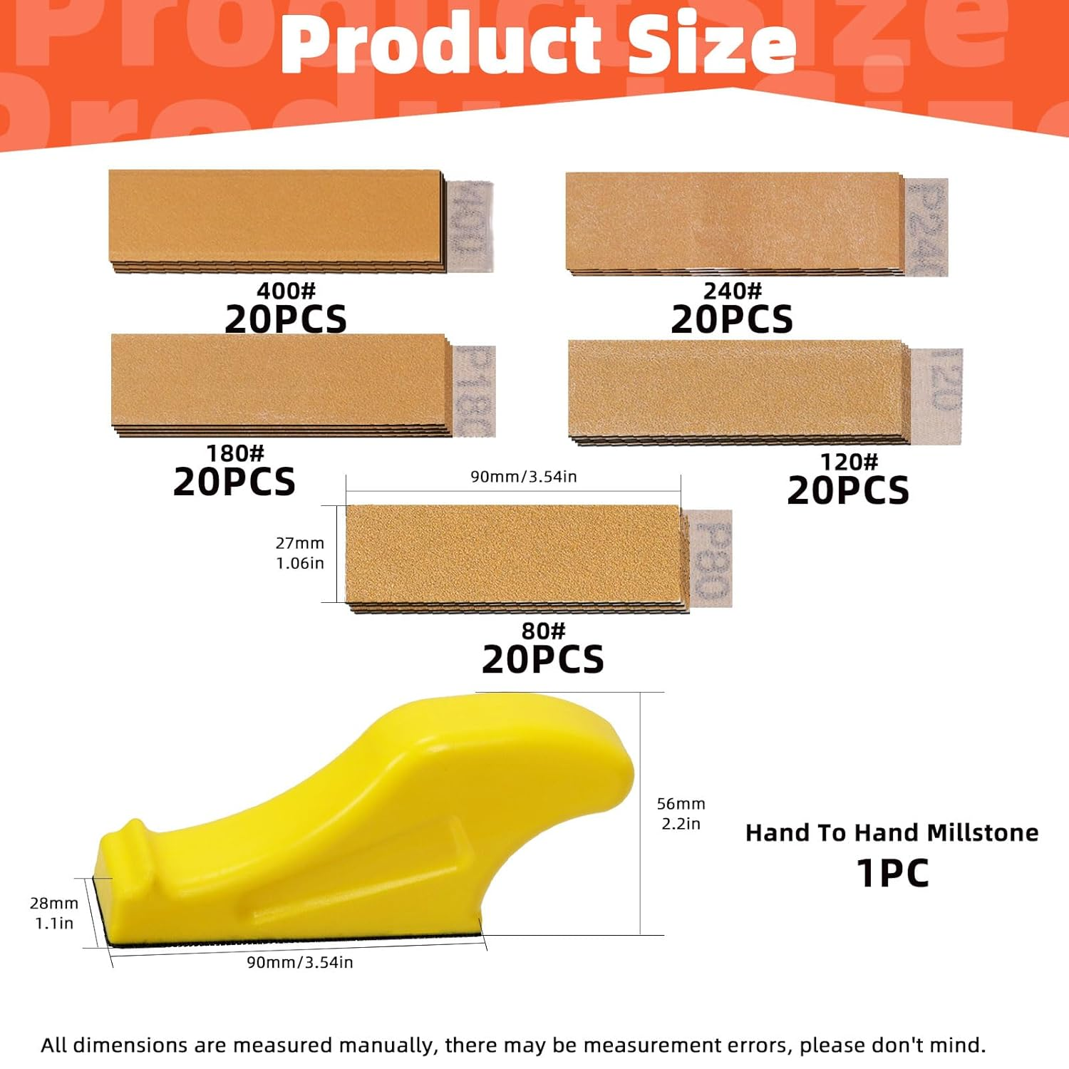 Tanstic 101Pcs Micro Sander Kit, 3.5" X 1" Mini Sander with Hook and Loop Sandpaper-Grit 80 120 180 240 400, Micro Detail Sander Detail Handle Sanding Tools for DIY Crafts, Wood, Small Projects image number 2