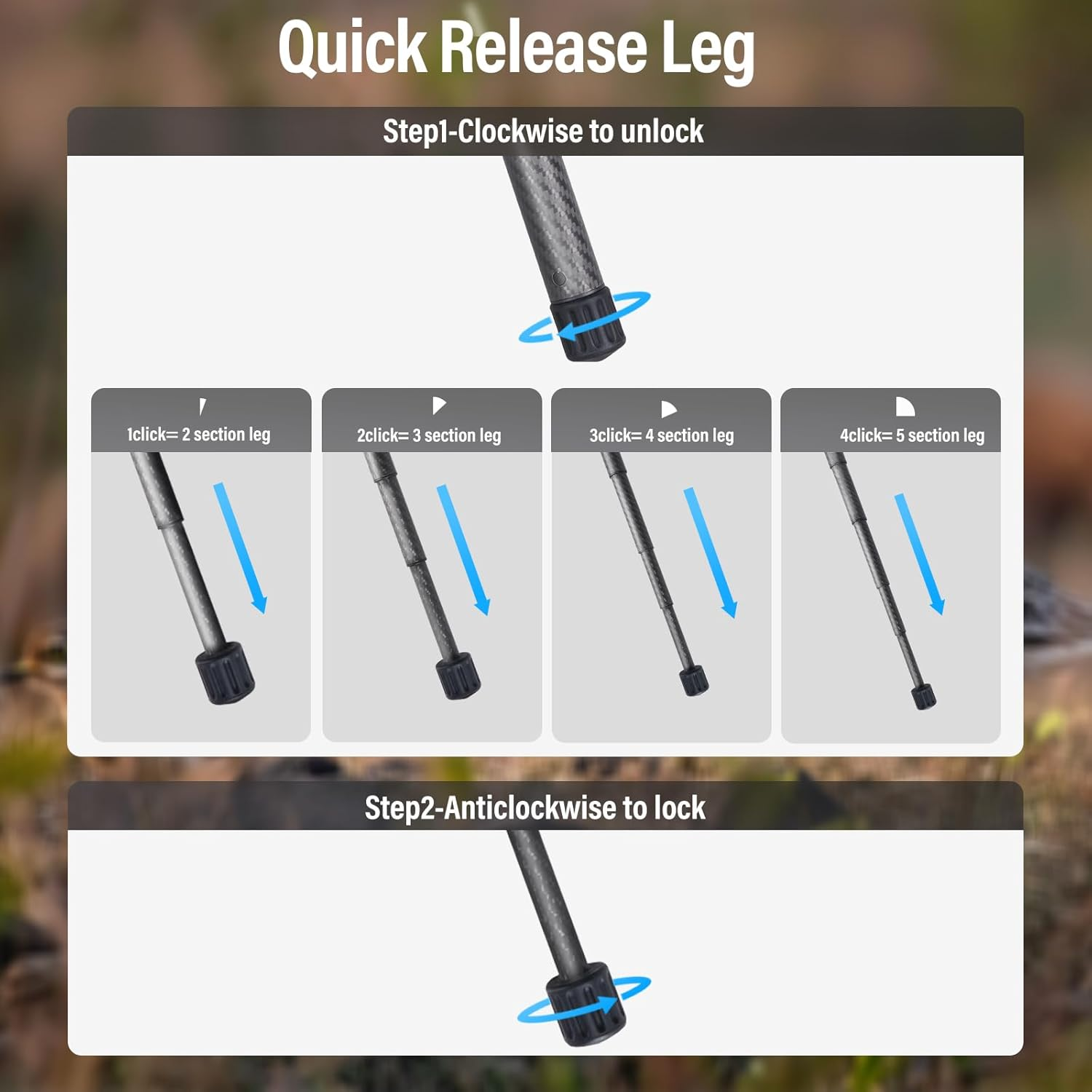 SIRUI Traveler X Lightweight Carbon Fiber Tripod with Panoramic Video Head, 59.8&rdquo; Compact Camera Tripod with Quick Leg Setup, Max Load 11Lbs (Fluid Head/At-10) image number 4