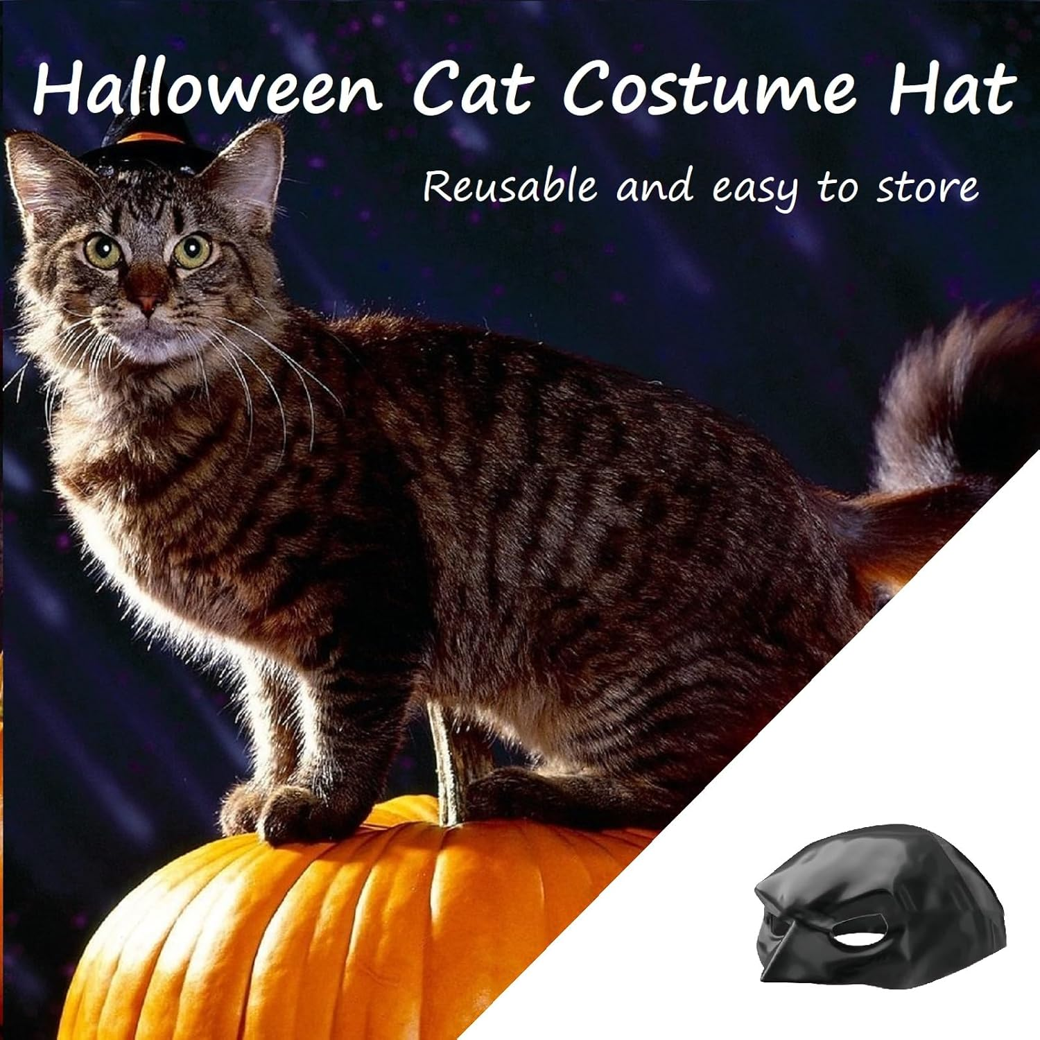 Batcat Mask, Bat Mask for Cats, Funny Black Bat Mask for Cats, Cat Bat Cosplay Hat, Cat Bat Mask, Cat Clothing, Pet Costume for Halloween or Daily Fun, 11 Cm image number 2