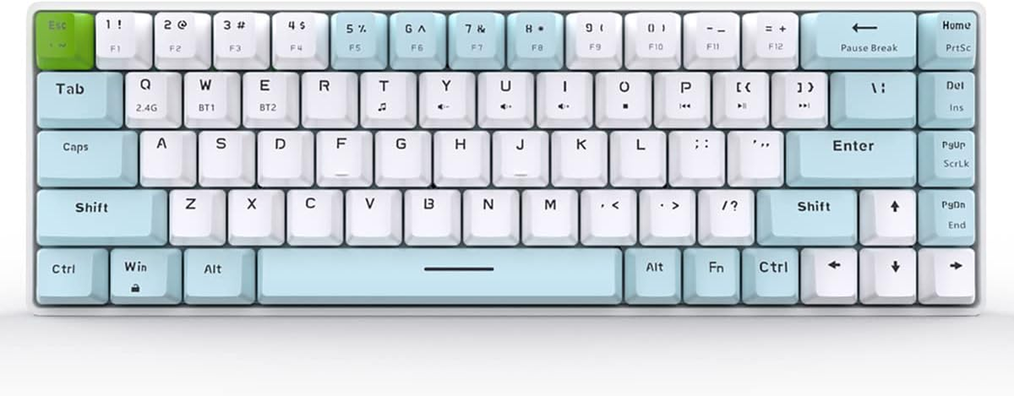 Qisan Mechanical Gaming Keyboard, Dual Mode 2.4G/BT Wireless, 60% Layout, US Layout, Red Switch, 68 Keys, Computer Keyboard, Gaming Pc, Wireless Gaming Keyboard