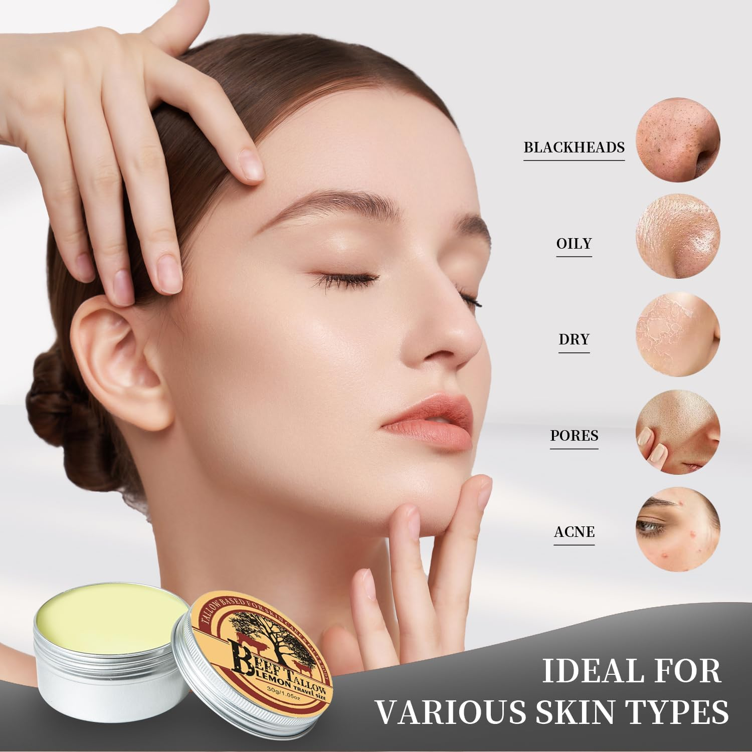 Beef Tallow, Tallow and Honey Balm, Beef Tallow for Skin, Organic Beef Tallow Balm Raw Wild Honey Moisturizer for Skin Full Body image number 1