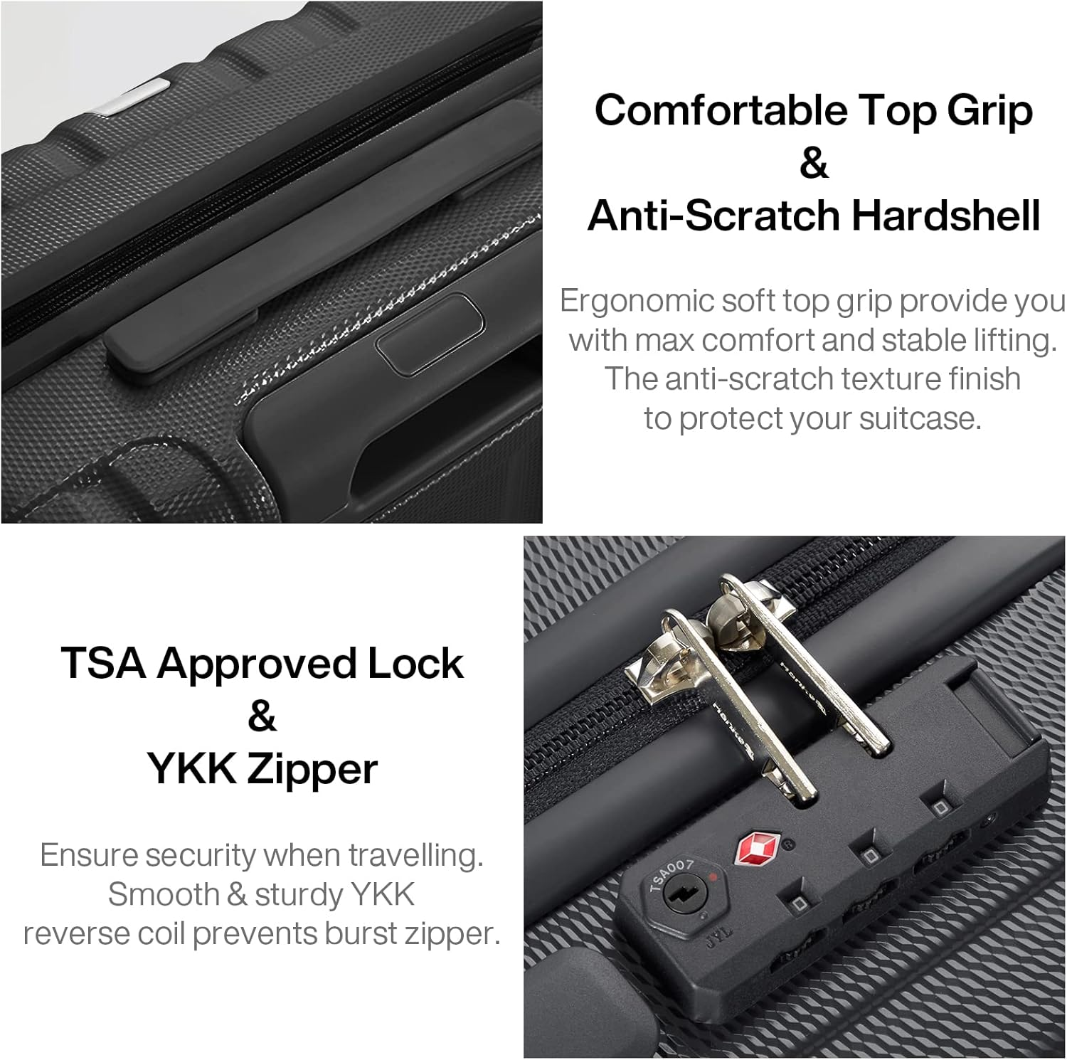 Hanke 14 Inch Underseat Carry on Luggage with Wheels Hard Shell Suitcases Carry on Bag Lightweight Small Mini Suitcase Luggage for Travel(Jet Black) image number 2