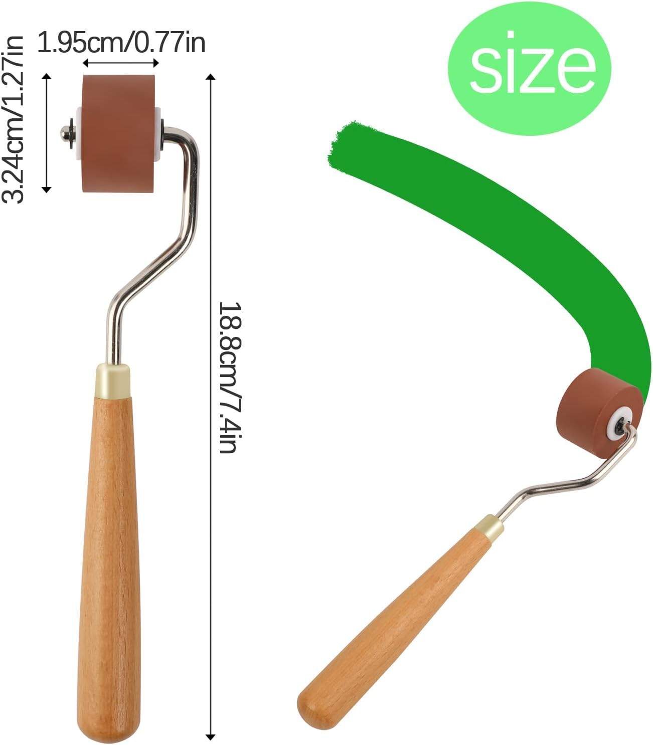 Rubber Brayer Roller for Crafting, Brayer Roller for Printmaking, Craft Stamping Brayers Roller for anti Skid Tape Construction Tools, Print, Wallpapers and Scrapbooks(0.8") image number 6