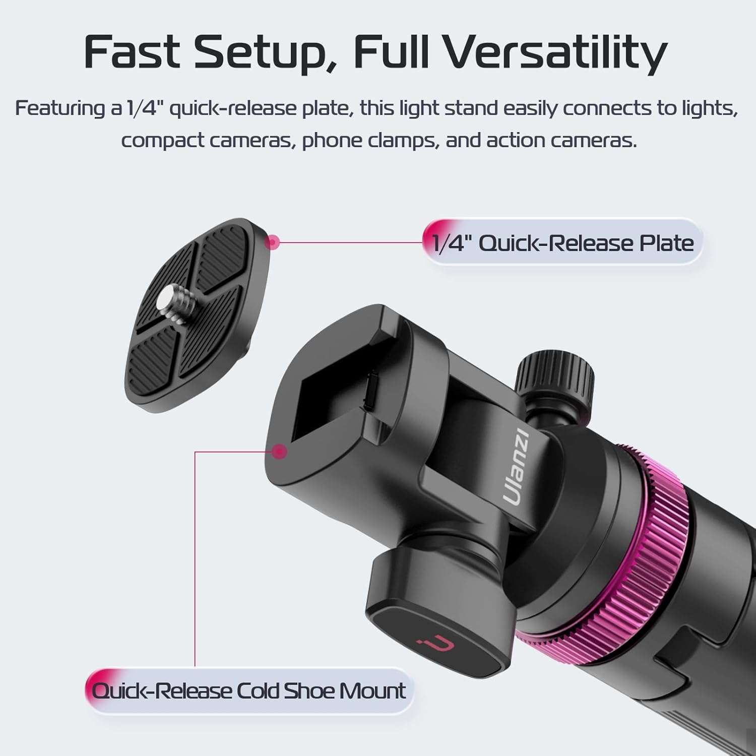 ULANZI MT-89 Extendable Tripod Aluminum, 208 Cm/82" Adjustable Light Stand with 1/4" Screw Quick Release, 360&deg; Ball Head Camera Phone Tripod for Camera Video Light Smartphone, Lightweight for Travel