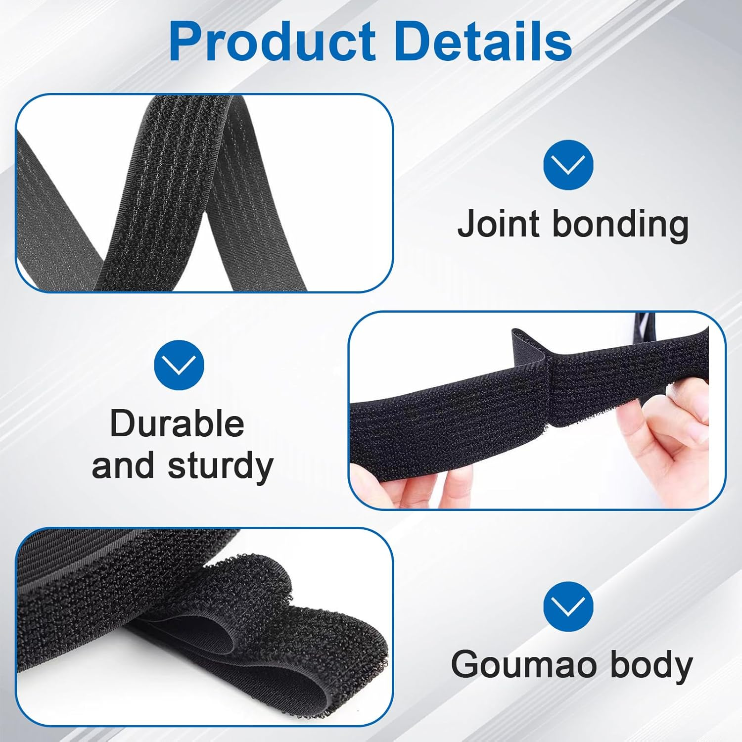 Ozessence 10M X 2Cm Reusable Cable Ties with 50 Buckles, Reusable Cable Ties Hook and Loop for Wire & Cord Management Home Office Data Center Organizer, According Need Cropping Suitable Length(Black) image number 1