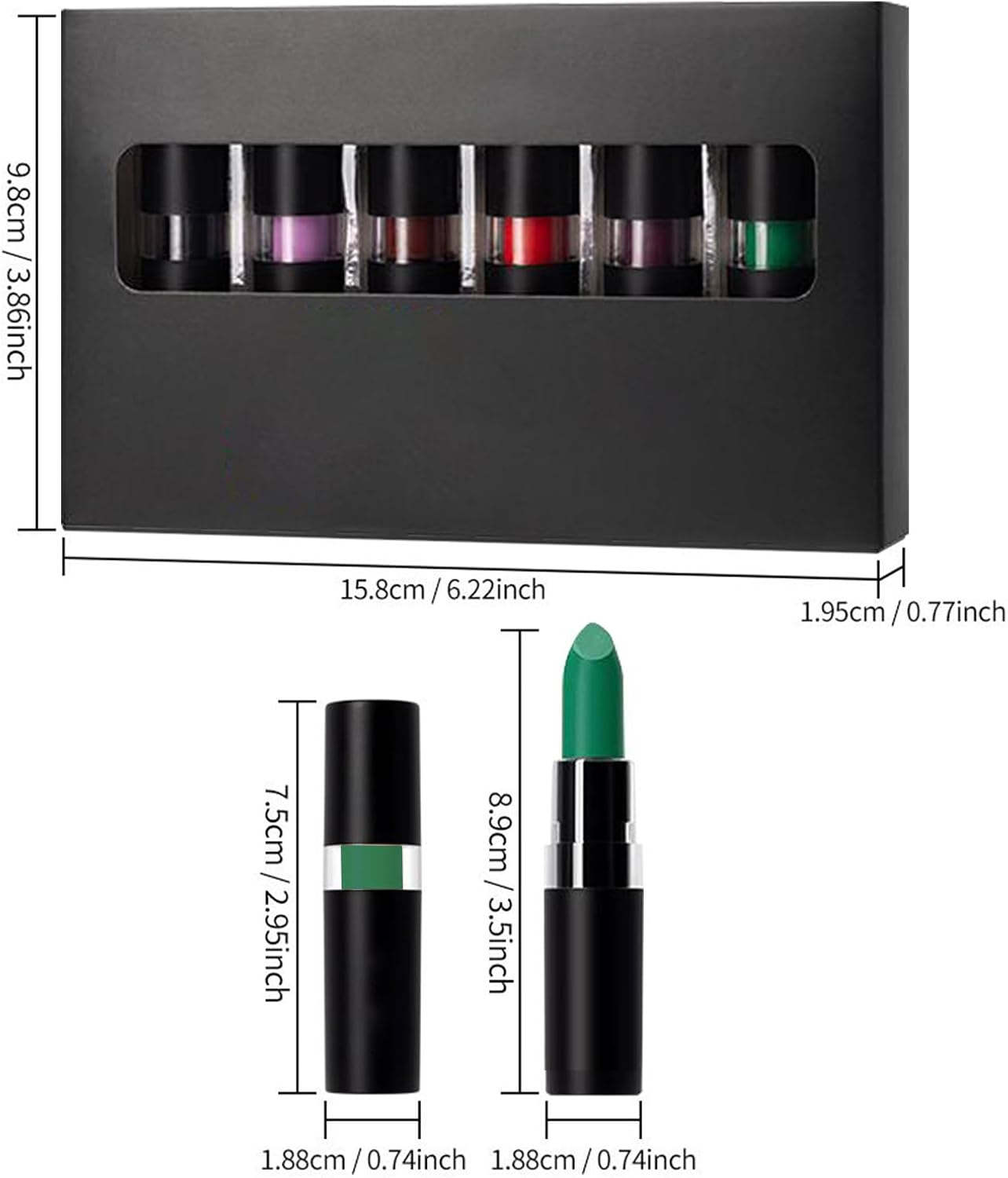 Rronnoy Lipstick Makeup Sets - Dark Black Buildable Lip Color,Hydrating Halloween Lipstick Set for Masquerade Ball Travel Commuting - A image number 5