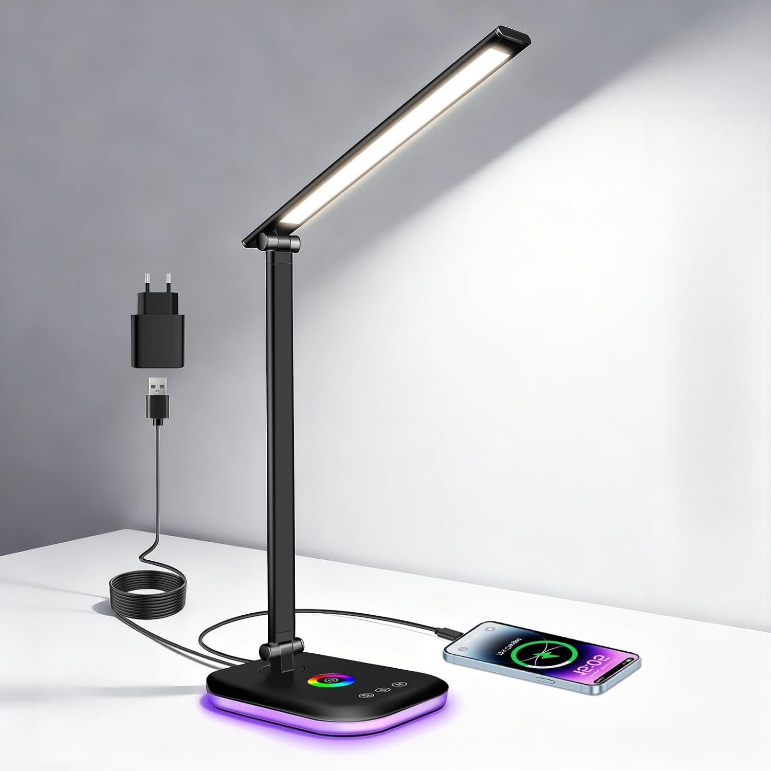 Morotty 10 W Touch Dimmable LED Desk Lamp, Black