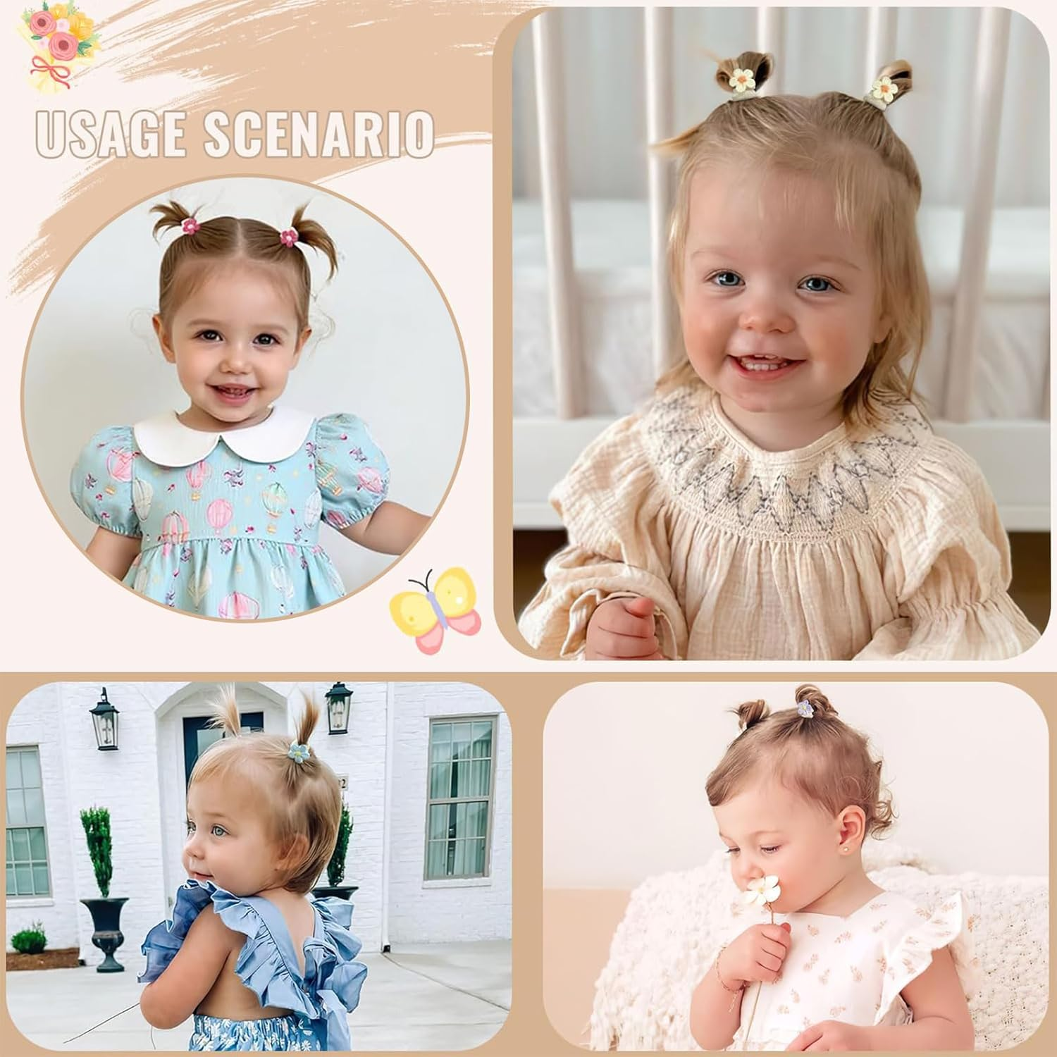 Evadollina Hair Ties Girls, 30 Pieces Hair Tie, Hair Accessories Girls, Hair Clips Girls, Colourful Flower Headbands, Christmas Gifts