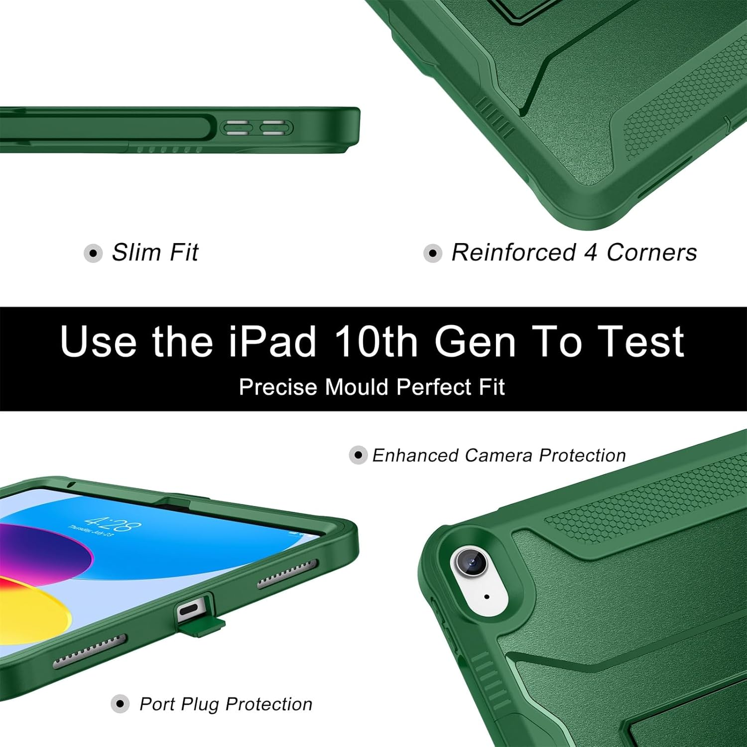 Soke Case for Ipad (A16) 11Th Generation 11-Inch 2025, Ipad 10Th Generation 10.9-Inch 2022, with Built-In Screen Protector and Kickstand, Rugged Full Body Protective Cover - Alpine Green image number 2