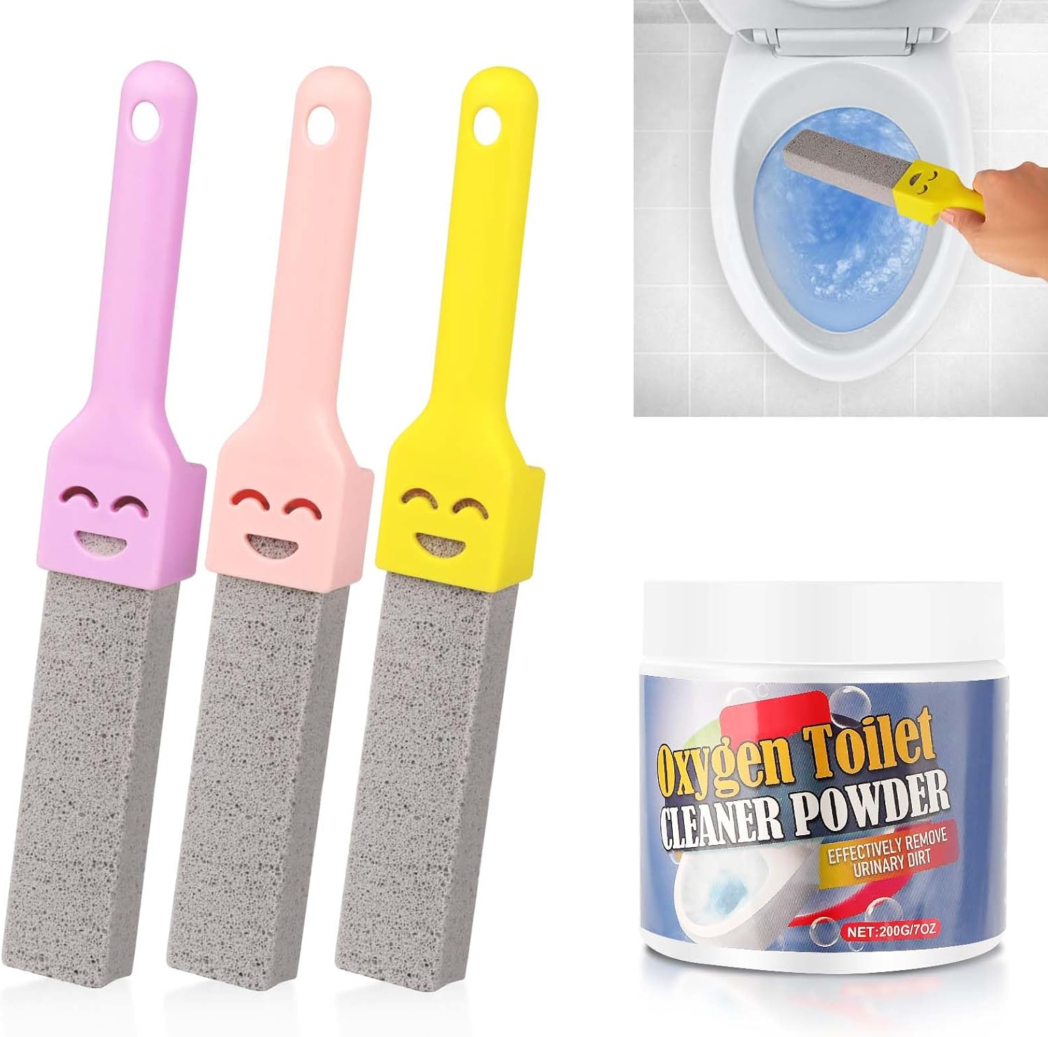 Pumice Stone for Toilet Bowl Cleaner, Hard Water Ring Cleaner, Bowl Scouring Stick with Handle, Powerfully Cleaning Stains, Calcium Buildup for Household Cleaning Toilet, Bathtubs image number 4