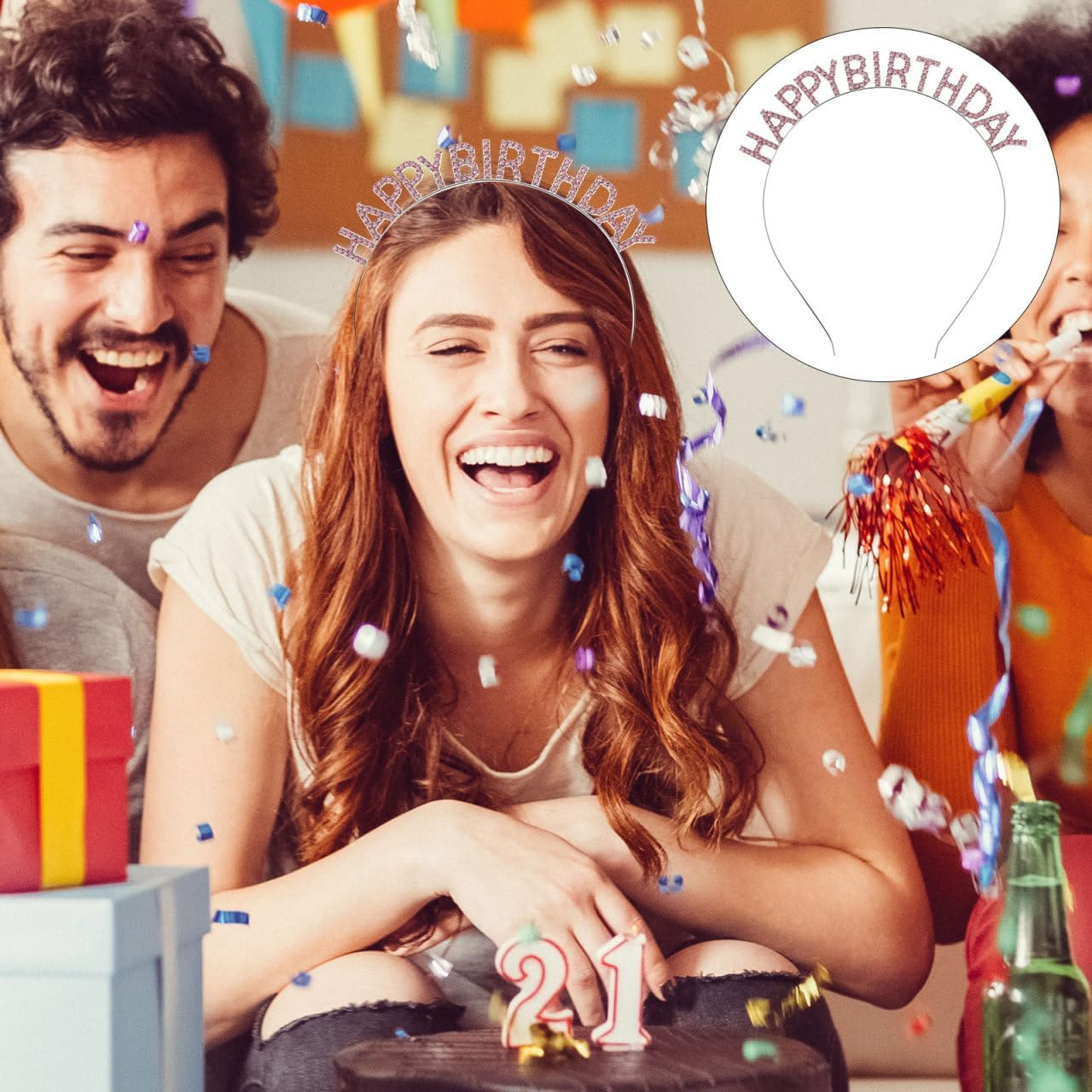 WOFASHPURET Creative Birthday Hair Hoops for Unique Photo Props Happy Birthday Hair Accessories Comfortable Eye-Catching Headband for Birthday Parties image number 5