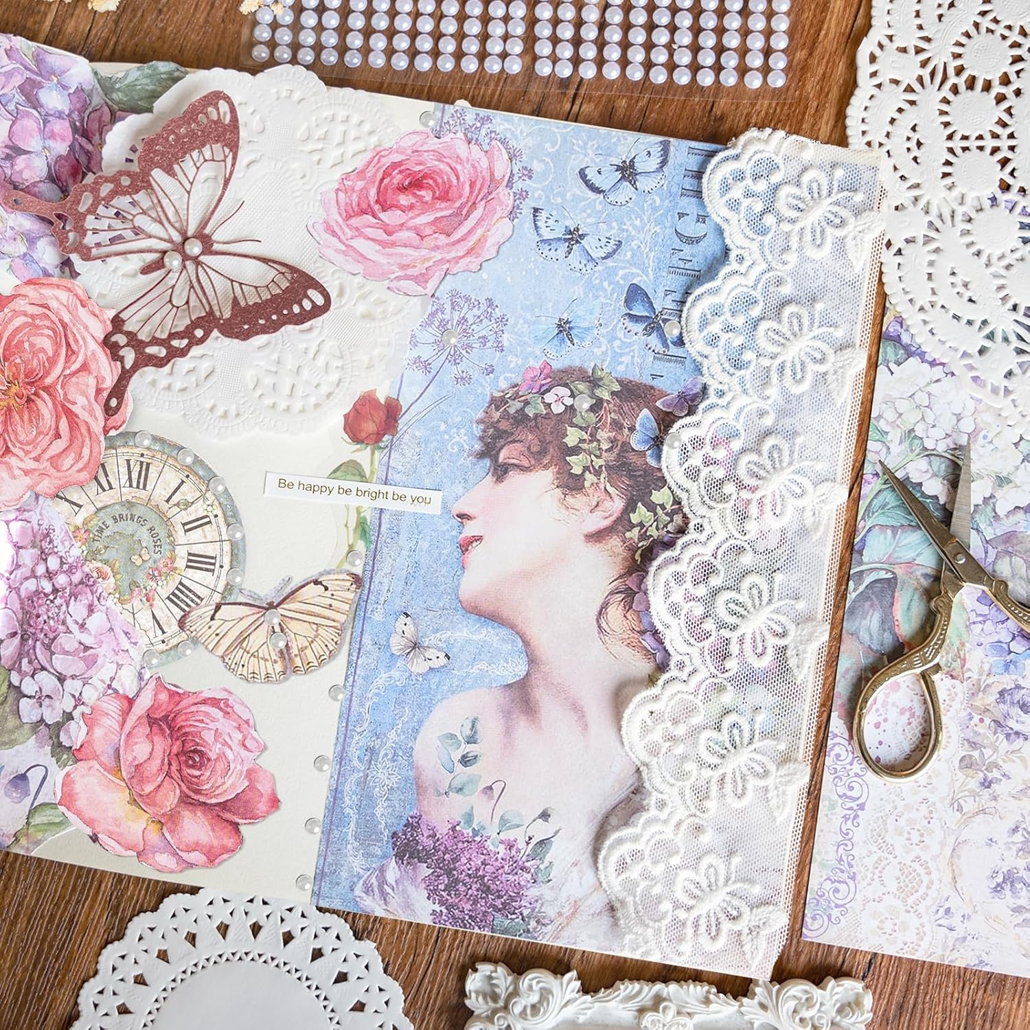 Vintage Pattern Paper Scrapbooking Paper Decorative Paper Decoupage Paper Single-Sided Various Designs No Repeat for Card Making Art and Craft Collage Gift Wrapping DIY Scrapbooking Diary (Spring) image number 1