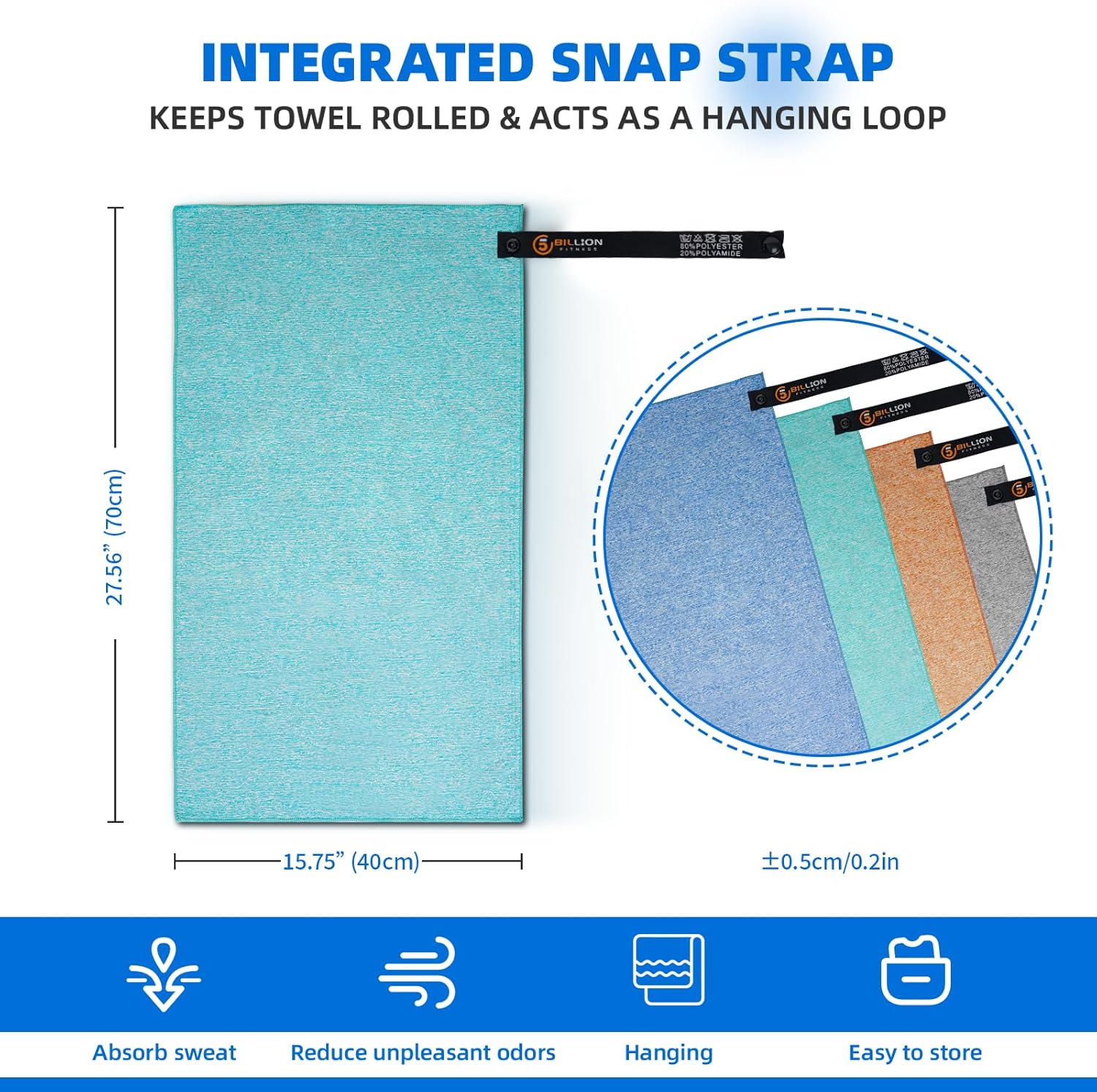 Microfiber Towel Quick Dry Set (4 Pack) - Super Absorbent Gym Towels Lightweight Hot Yoga Towel Fast Drying Travel Towels for Workout Sports Exercise-Home Gym Accessories for Men & Women (Four-Color) image number 5