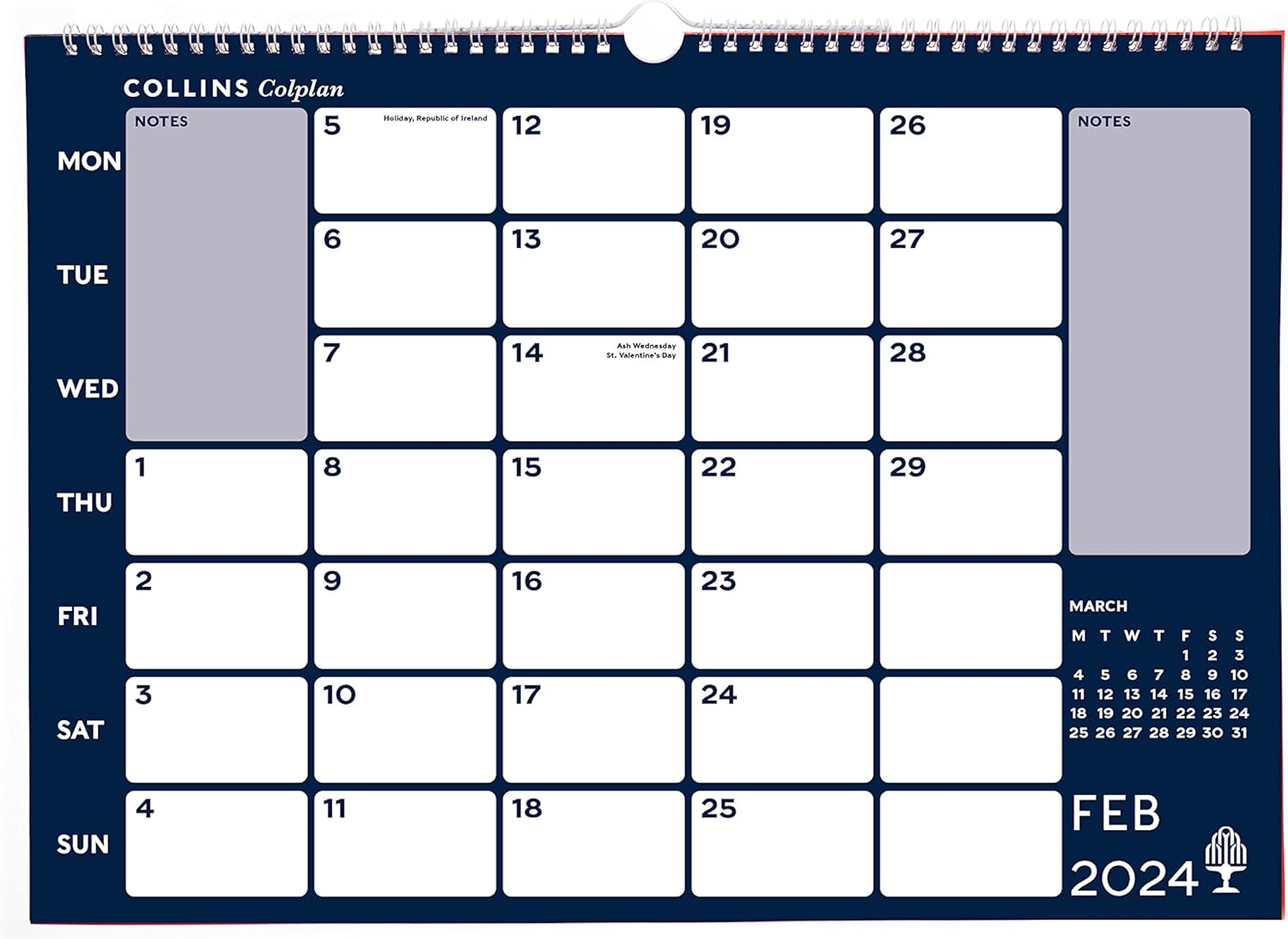 Collins Colplan 2024 Diary A3 Wiro Monthly Memo Calendar - Business Planner and Organiser - January to December 2024 Diary - Monthly - - CMC-24