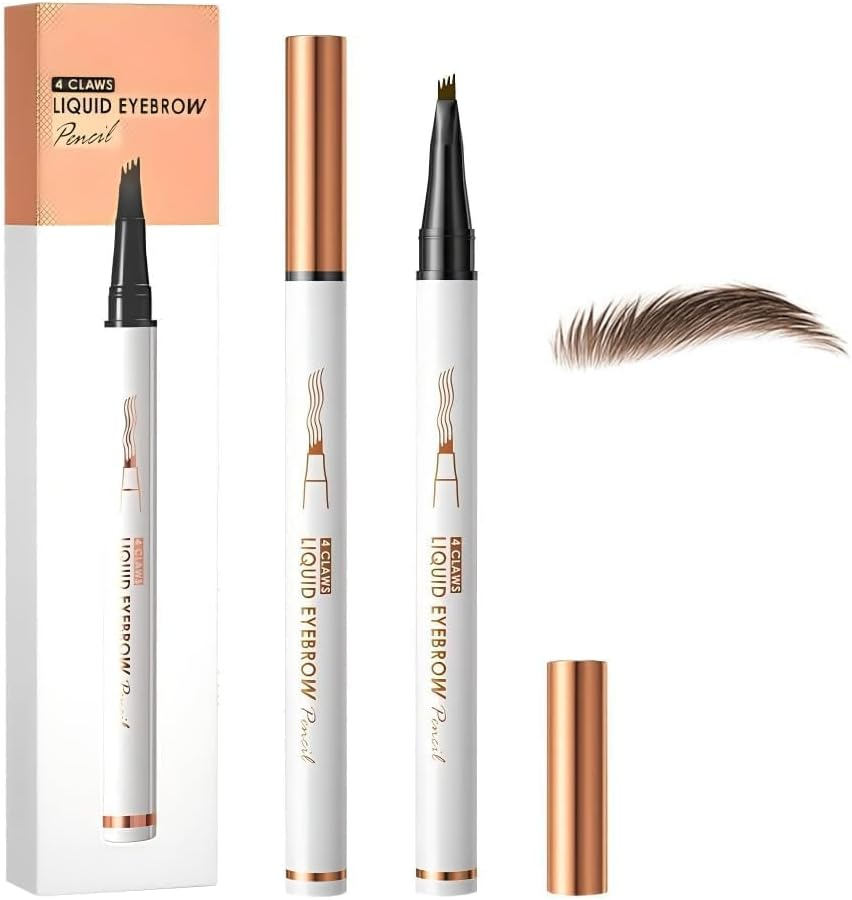Pack of 2 Microblading Eyebrow Pencils, 2025 Upgraded 3D Waterproof with 4 Fork Tips, Durable, Natural, Finer, Magic Eyebrow Pencil for Women and Girls (Dark Brown Pack of 2) image number 4