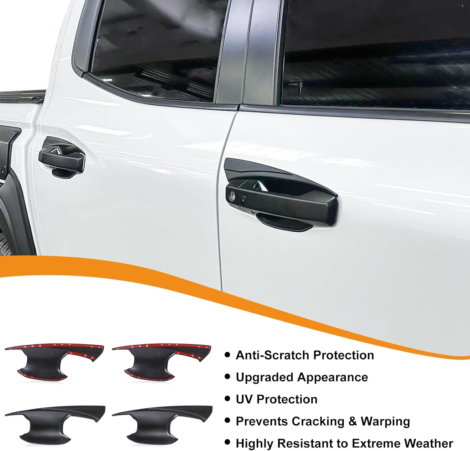 Door Handle Bowl Insert Cover for Mitsubishi Triton MV 2024 2025 Accessories, Car Side Door Handle Cup Scratch Protector Guard Trim Ute Exterior Matte Black, 4Pcs/Set