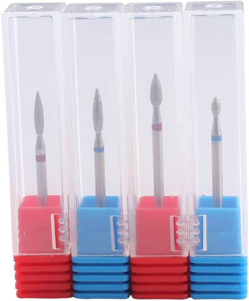 MZCMSL Flame Cuticle Drill Bit for Russian Manicure,Safety Diamond Nail Drill Bit,3/32 Electric Cuticle Remover Bit(4Pcs)