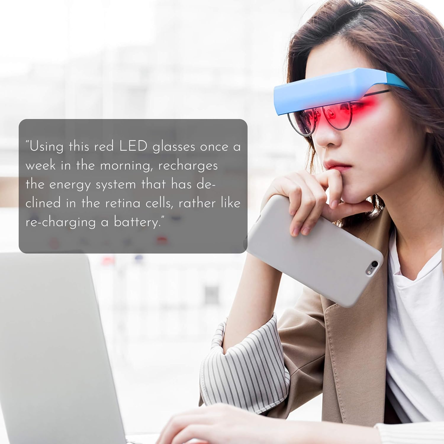 Red Light Therapy Glasses for Vision Improvement & Eye Health, 670Nm Wearable Light Therapy Glasses - Helps Improve Eyesight, Reduce Eye Strain, Enhance Sleep (Red Light) image number 4