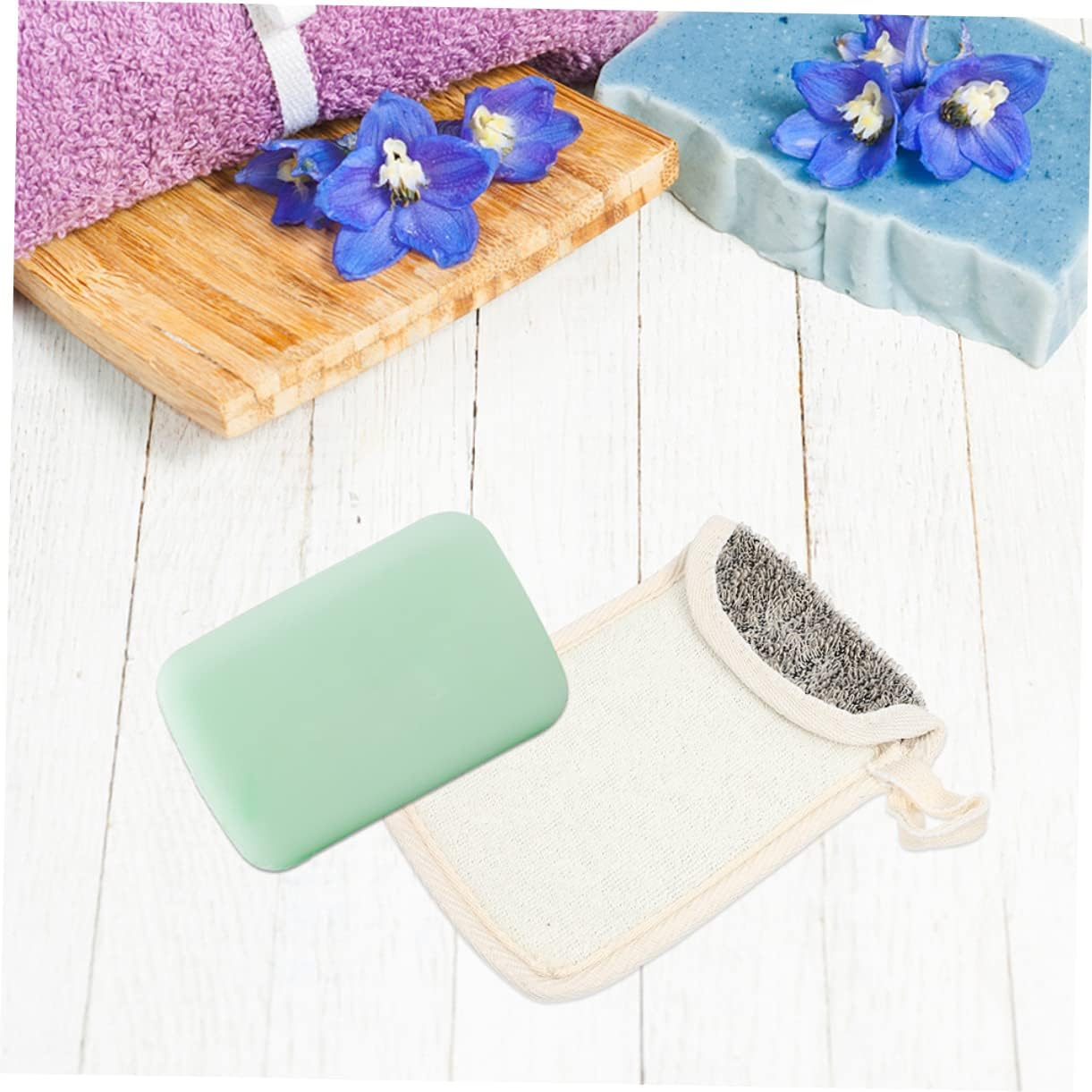 Minkissy 2Pcs Black Linen Soap Soap Foaming Soap Exfoliating Pouch Soap Scrubber Soap Pouch Soap Soap Saver Net Soap Pouch the Flax Exfoliating Soap image number 1