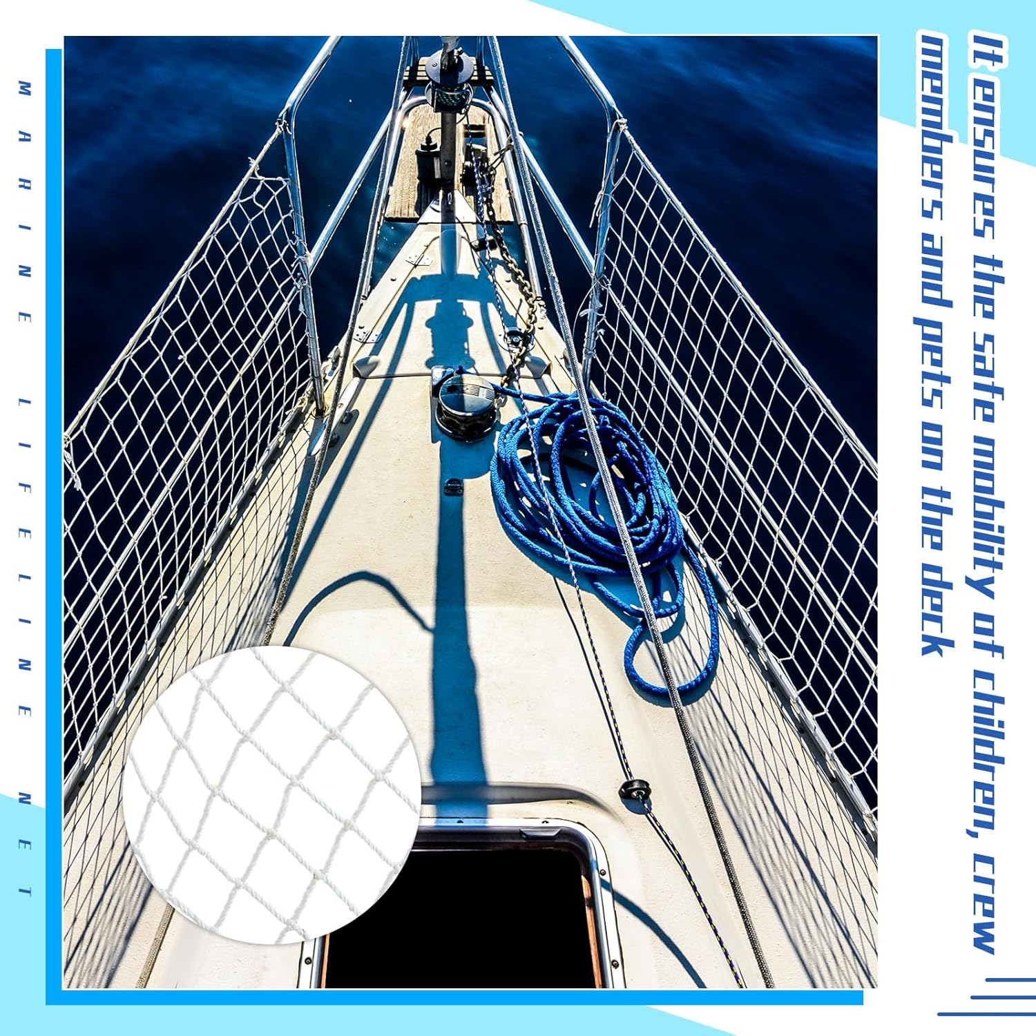 Windyun 1 Pc Boat Safety Lifeline Netting Marine Safety Guardrail Netting Safe Banister Railing Netting Nylon Net Deck Netting for Pets Crews and Equipment Safely on Deck Marine Hardware (50 X 2 Ft) image number 2