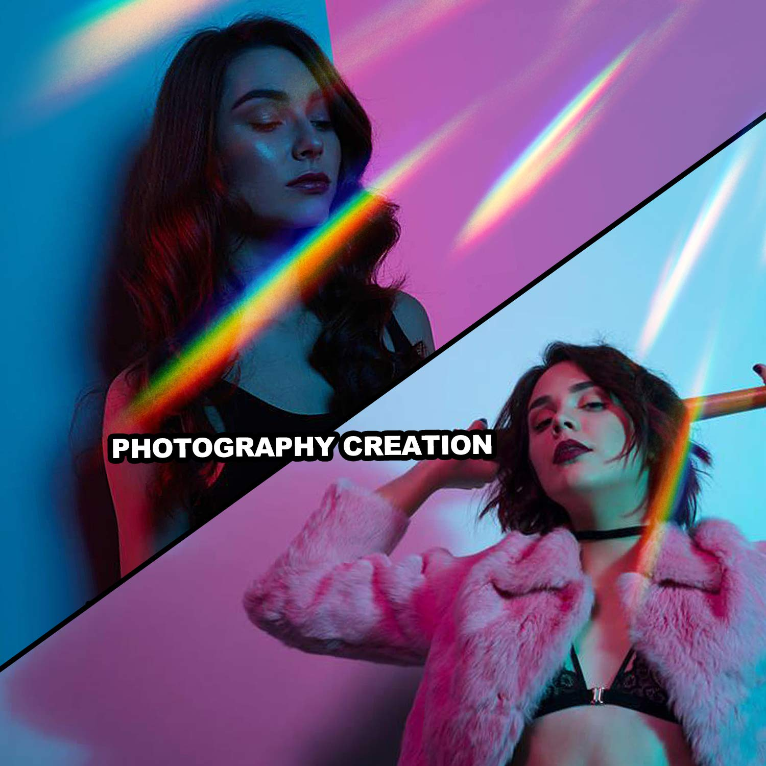 2 Pack 6-Inch Crystal Optical Glass Triangular Prism for Photography, Kids, Science, Teaching Light Spectrum, Physics and Taking Photos Pictures (Set of 2, 150Mm)