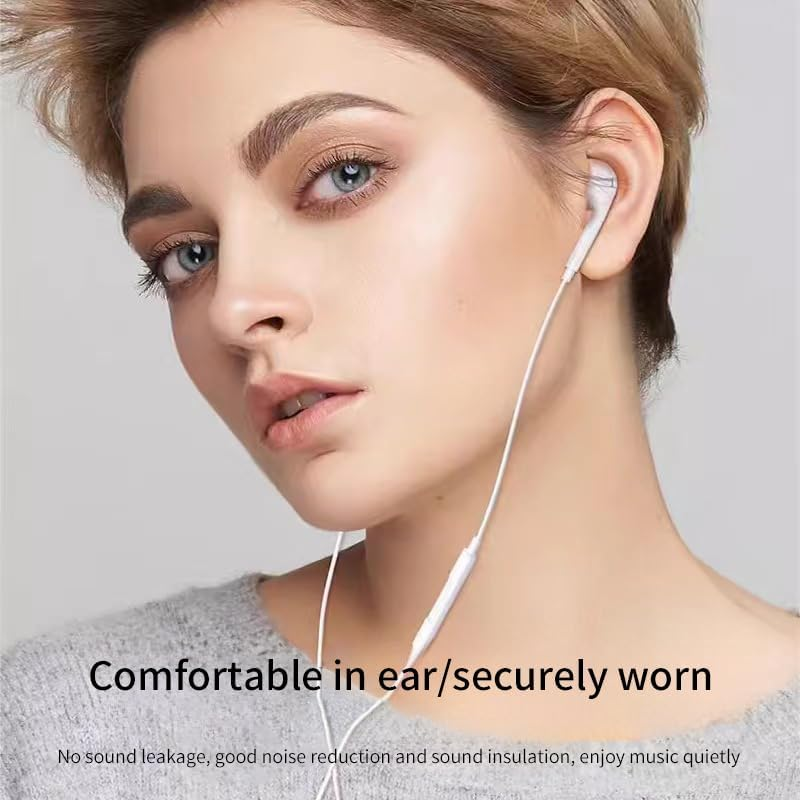 Headphones with USB-C Plug, Wired Ear Buds with Built-In Remote to Control Music, Phone Calls, and Volume
