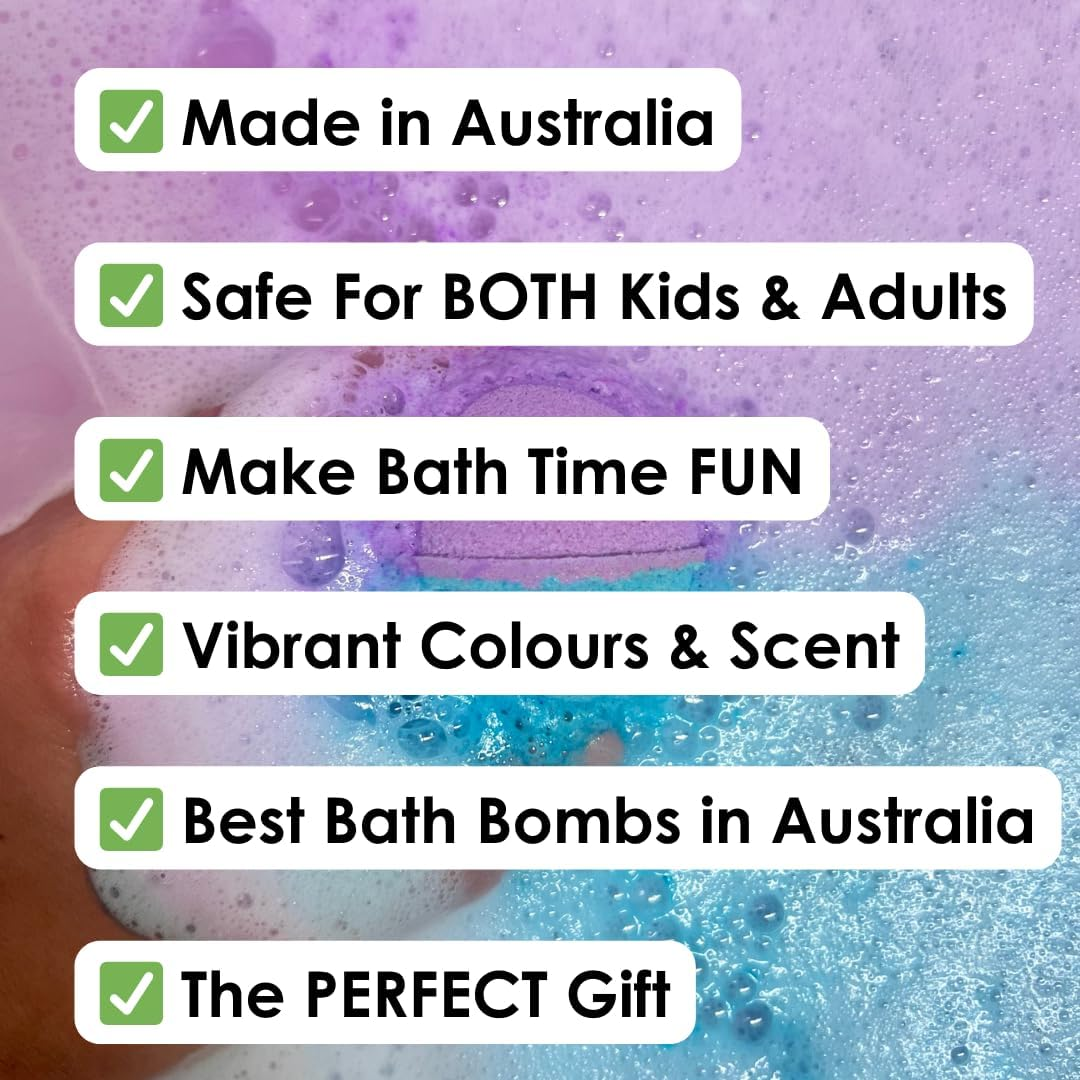 BATH BOX Gift Set, Bubble Bath Bombs, Bath Dust Soak, Natural & Handmade in Australia, Cotton Candy, Fairy Floss & Bubblegum Bath Fizz, 4 Piece Hamper Gift Box image number 4