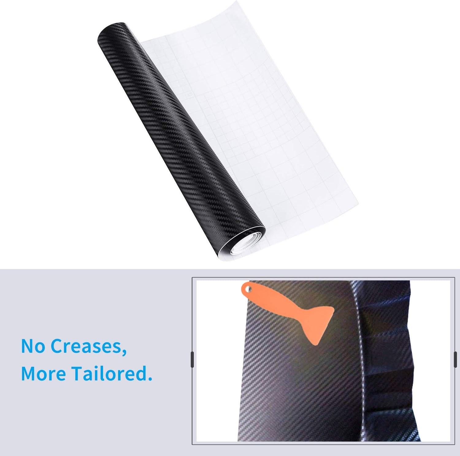 Carbon Fibre Vinyl Wrap Roll with Plastic Scrapers, 1500 X 300 Mm Self-Adhesive Vinyl Sticker Tape for Cars Auto and Motorcycle DIY, Interior/Exterior, Textured 3D Effect, Matt Black image number 6