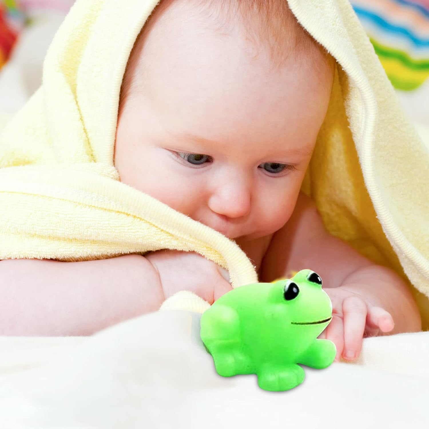 Bath Frog Toys 12 PCS Mini Rubber Frogs Squeak and Float Frogs Baby Shower Toy Party Decoration for Toddlers Boys Girls image number 1