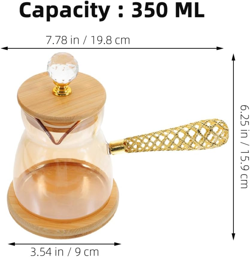 STOBAZA 2Pcs Turkish Coffee Maker Glass Teapot Handle for Home Kitchen Glass Simmer Pot for Espresso Brewing