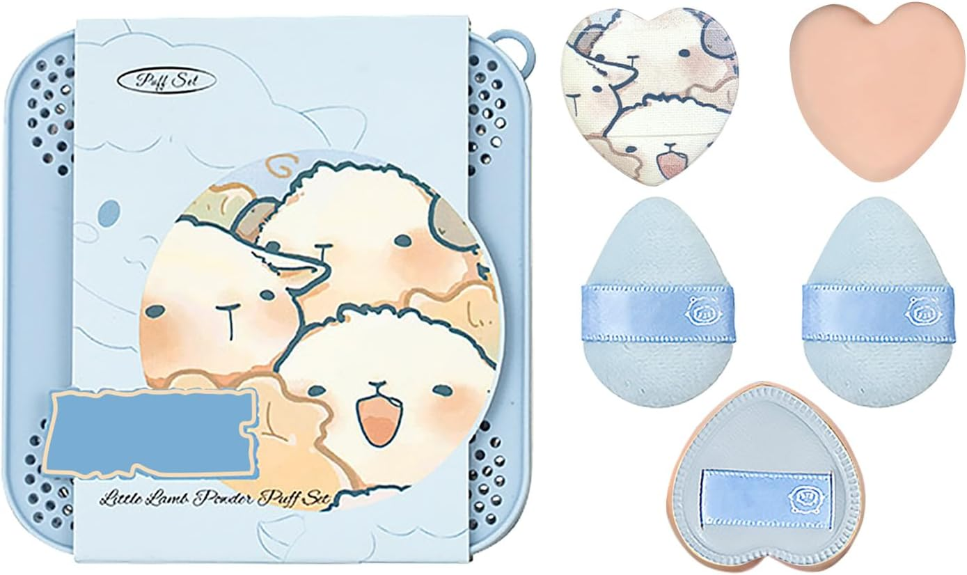 BOROLA 5PCS Thumb Powder Puff Set, Mini Velvet & Sponge Blush Puff for Highlighter, Concealer, Liquid & Powder Foundation, Multi-Use Makeup Blender Sponge, Wet & Dry Makeup Tools with Storage Box image number 2