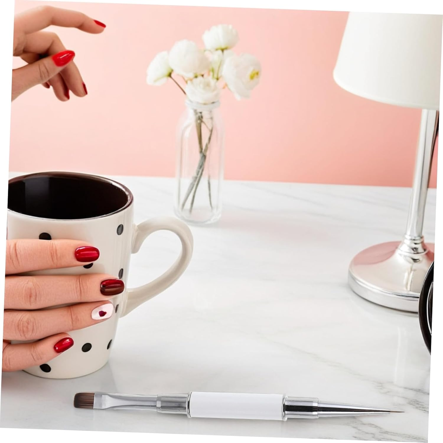 3Pcs Double Ended Nail Art Brushes Fine Detail Liner Pens for Precise Line Drawing and Gradient Effects Versatile Nail Brush Tools for Salon and Personal Manicure Designs - White image number 1