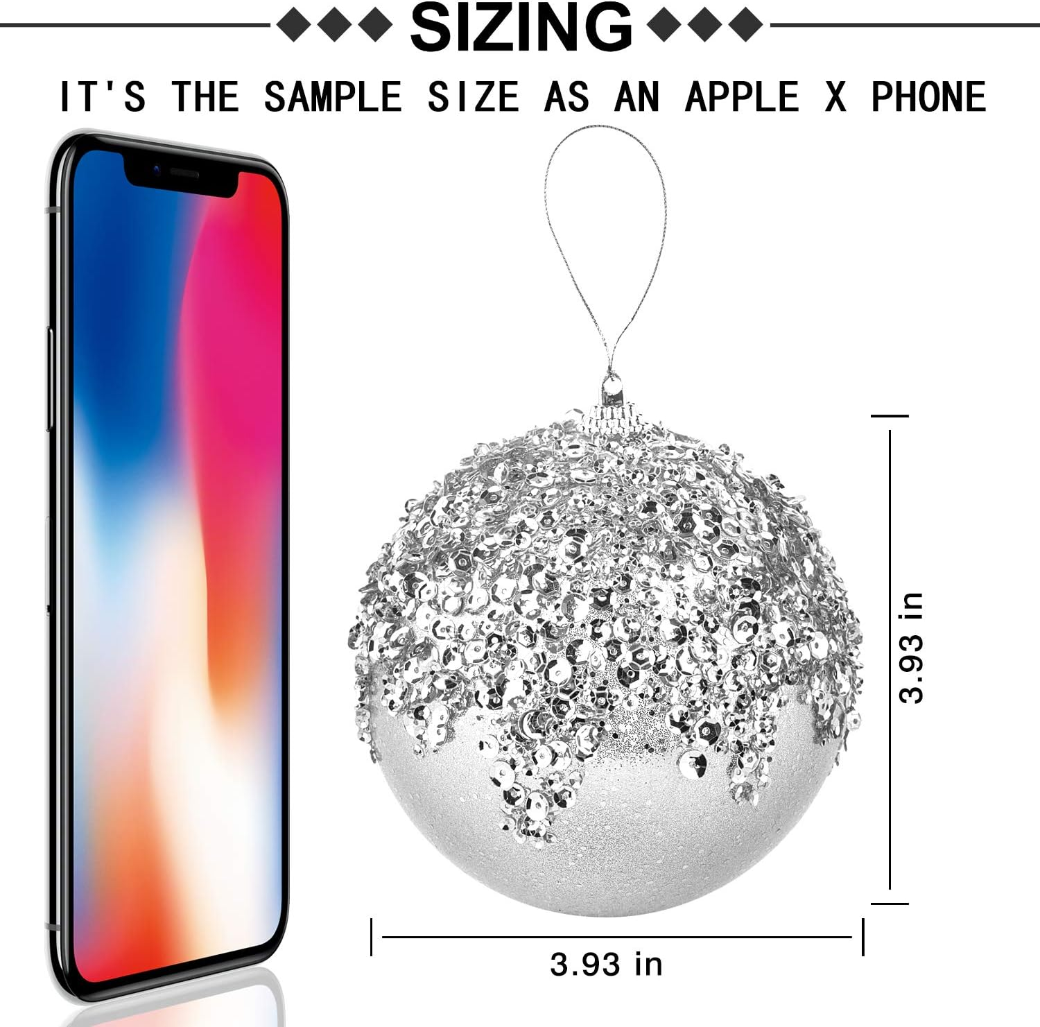 4" Christmas Ball Ornaments, 4Pc Set Silver Shatterproof Christmas Decorations Tree Balls for Xmas Trees Wedding Party Holiday Decorations - Champagne image number 3