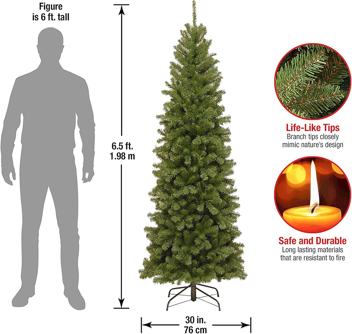 National Tree Company Artificial Slim Christmas Tree, Green, North Valley Spruce, Includes Stand, 6.5 Feet image number 5