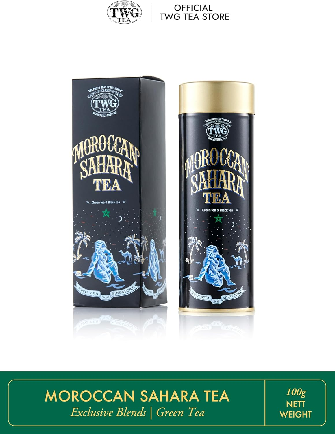 TWG Tea | Moroccan Sahara Tea | Green & Black Tea | Rose Petals, Nuts & Spices | Haute Couture Tin, 100G | Gift Set image number 1