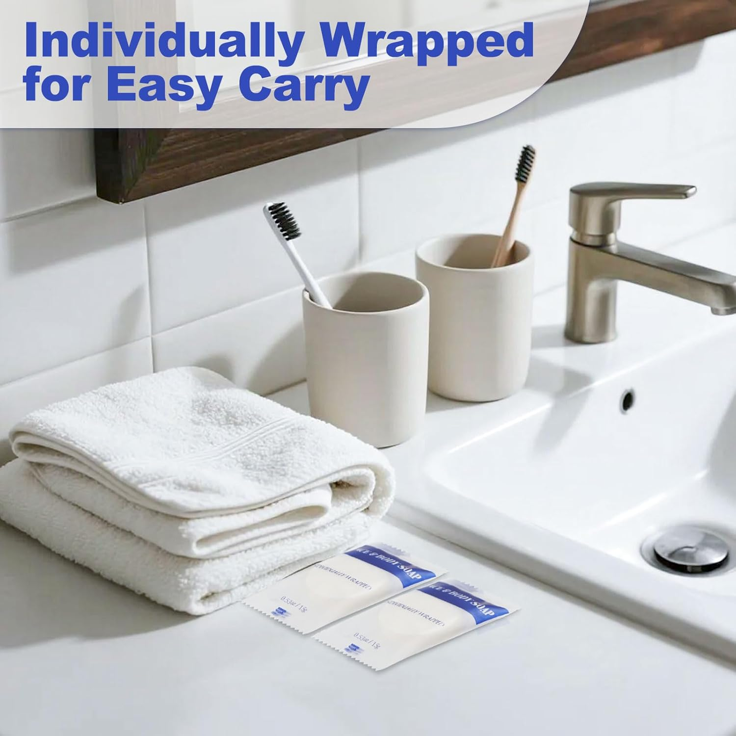 Travel Size Bar Soap in Bulk, Individually Wrapped Disposable Mini Soap for Hand Face & Body Mini Toiletries Amenities Kit Hotel, Shelter/Homeless/Nursing Home/Charity/Motel/Guest 0.53 Oz (60 Pack) image number 4