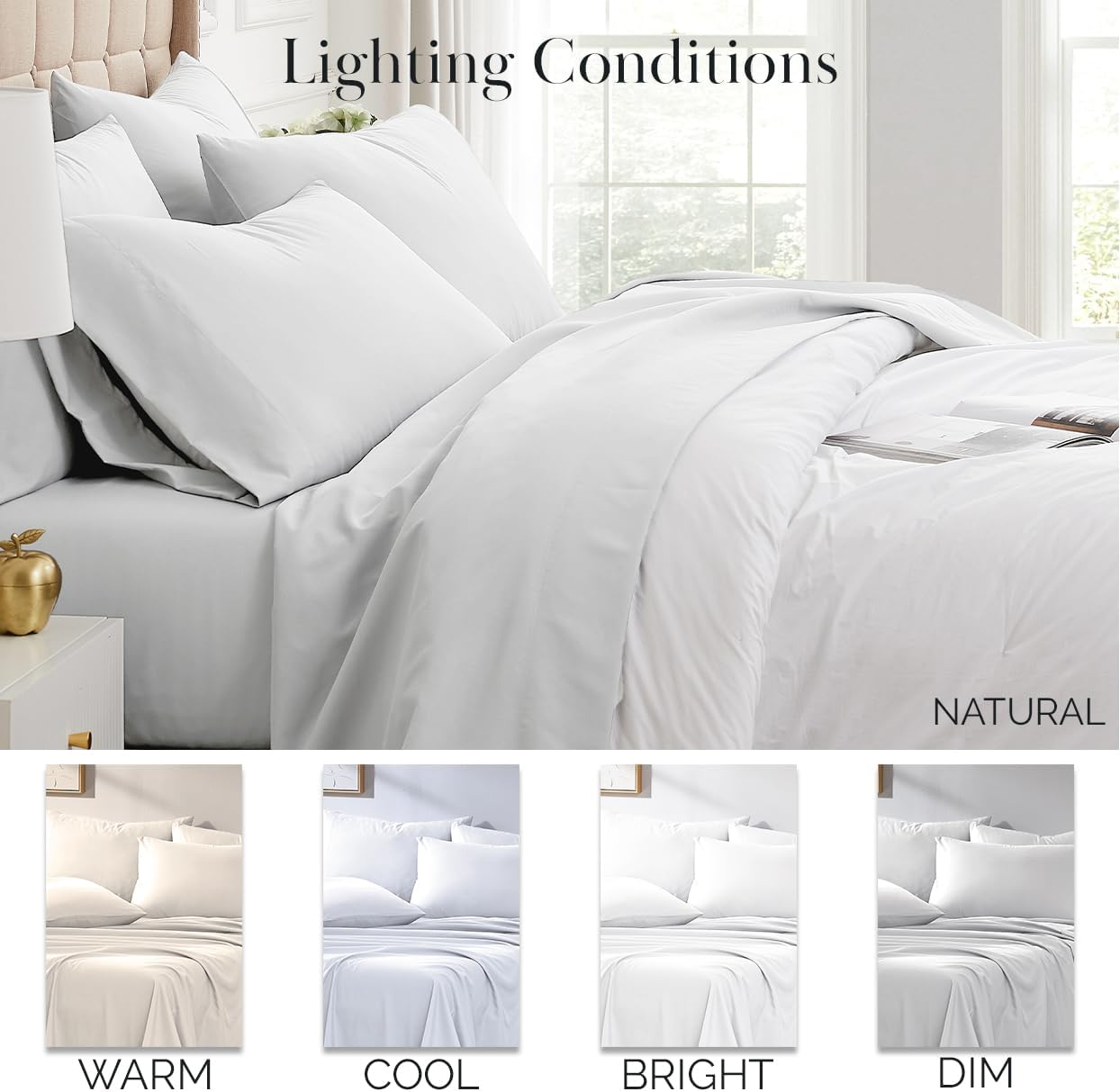 Southshore Fine Linens 6 Piece - Extra Deep Pocket Sheet Set - White - Queen image number 4