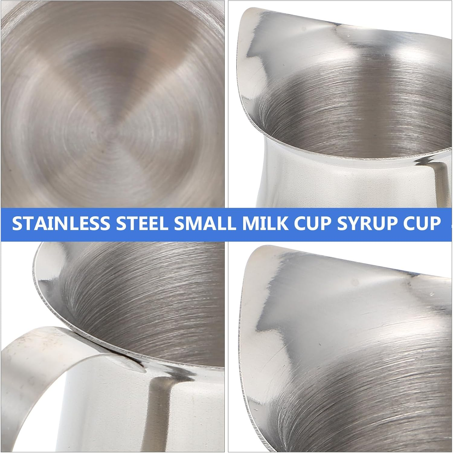 ROMISBABA Stainless Steel Milk Jug 60Ml Sauce Cup Small Milk Frothing Pitcher for Coffee Espresso Syrup Serving in Home Kitchen image number 6