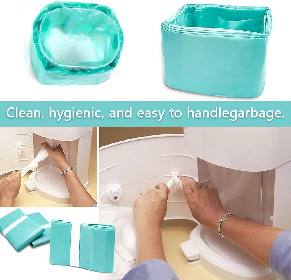 6-Pack Diaper Pail Liner Refills, Compatible with Slim Model Nappy Bin, Disposable Diaper Disposal Bags, Continuous Liner for Odor Control &ndash; Green image number 2