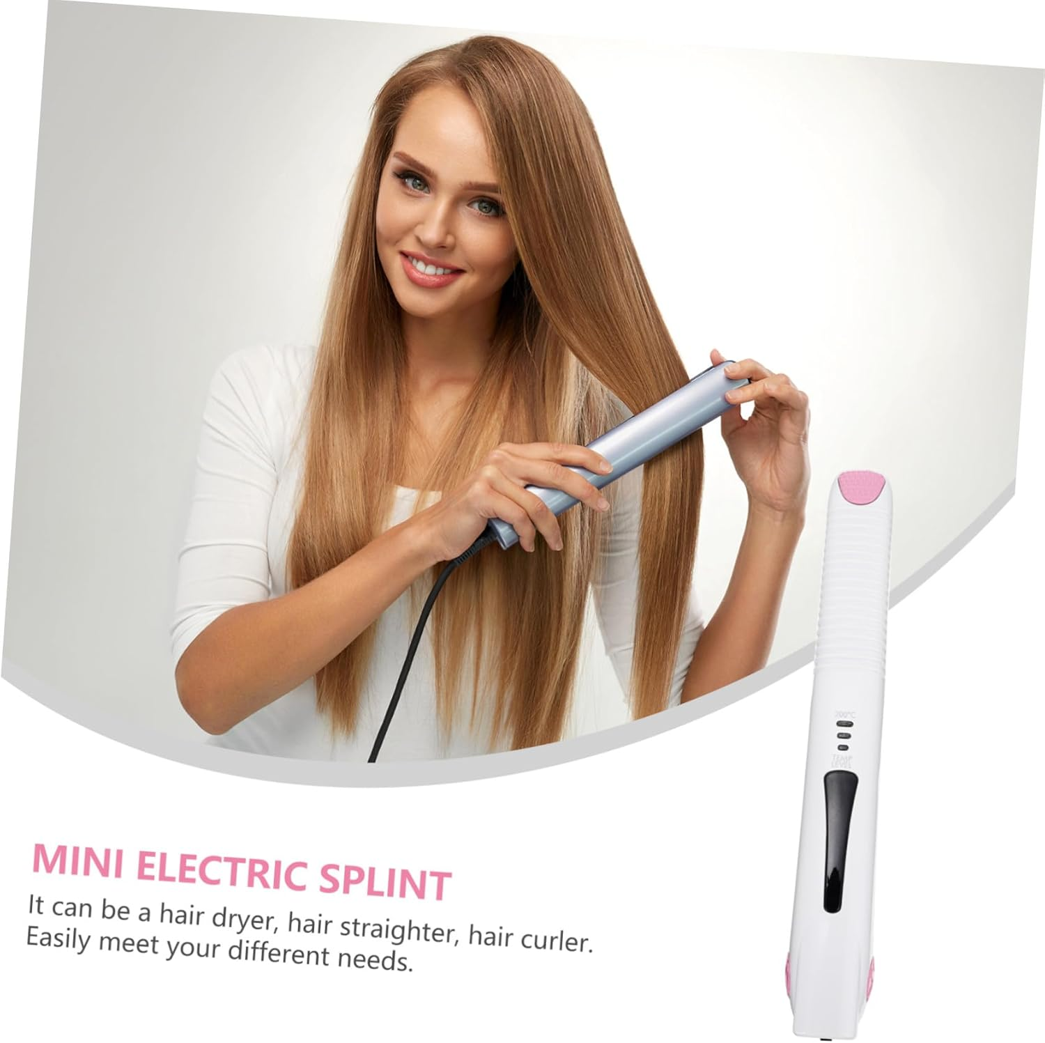 HEALEEP Travel Cordless Hair Curler and Straightener USB Rechargeable with Temperature for Women and Men Portable Mini Hair Styling Tool