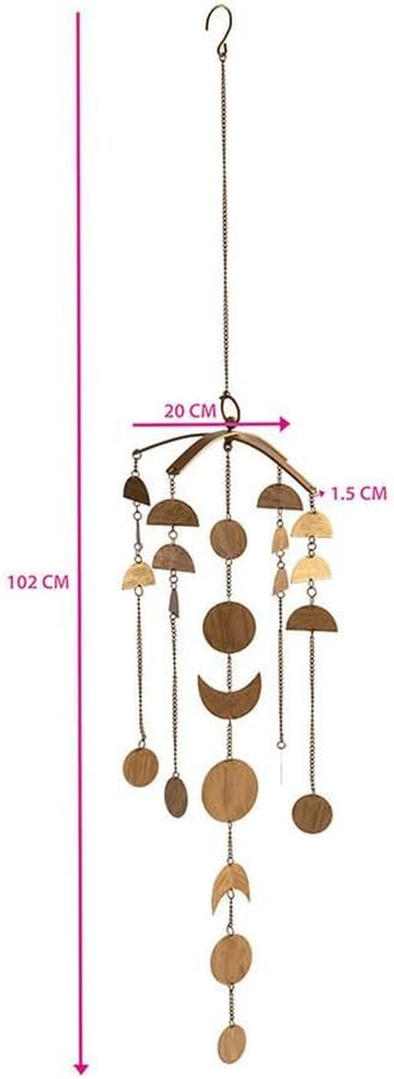 Willow & Silkindoor Decor Metal Design Wall Decor Moon Home Lunar Hanging Mobile Wall Art