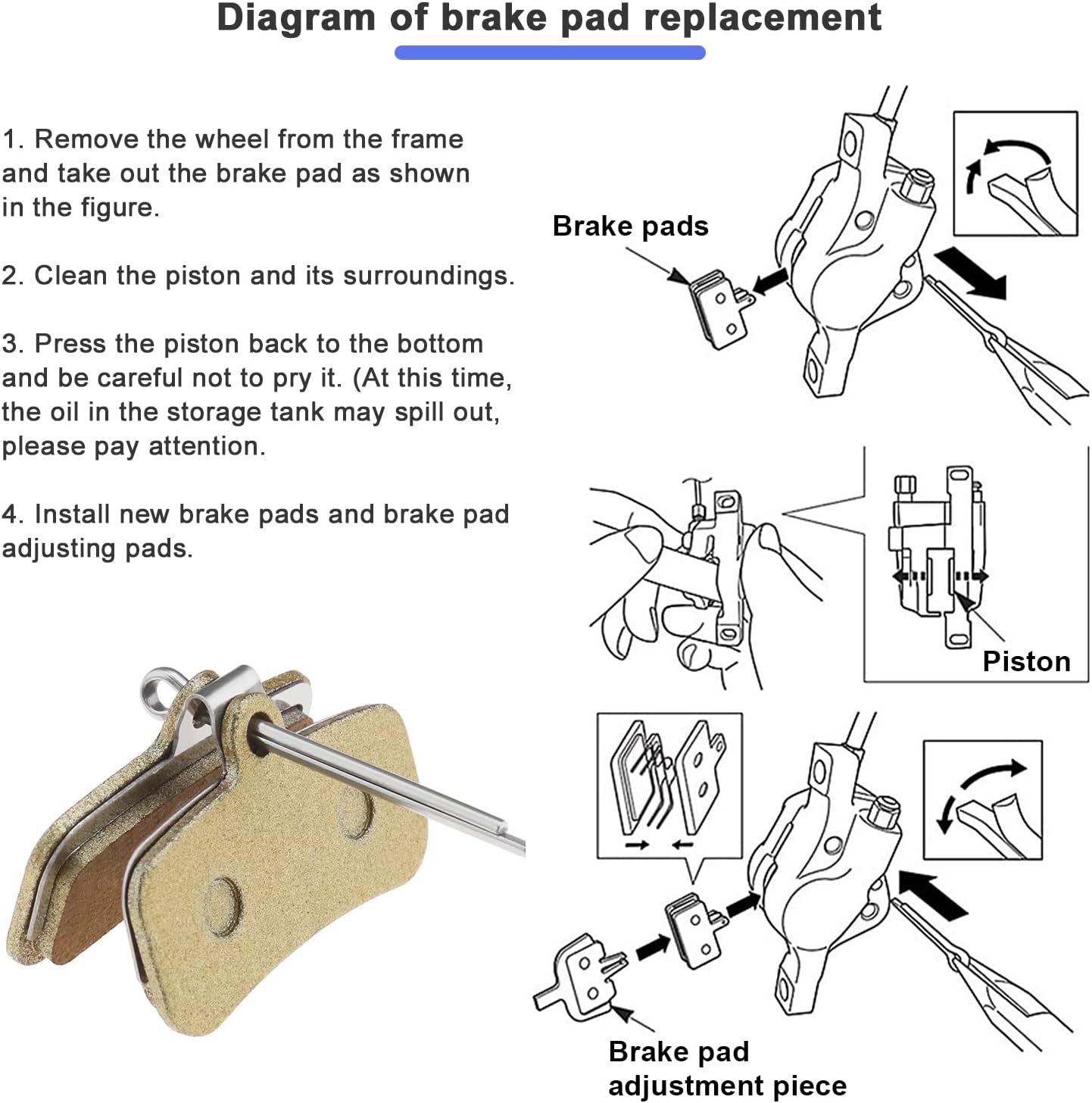 Emagtech 2 Pairs Bicycle Disc Brake Pads Compatible with Shimano Saint BR-M810 M820 Zee BR-M640 Disc Brakes Sintered Metal Cycling Components image number 3