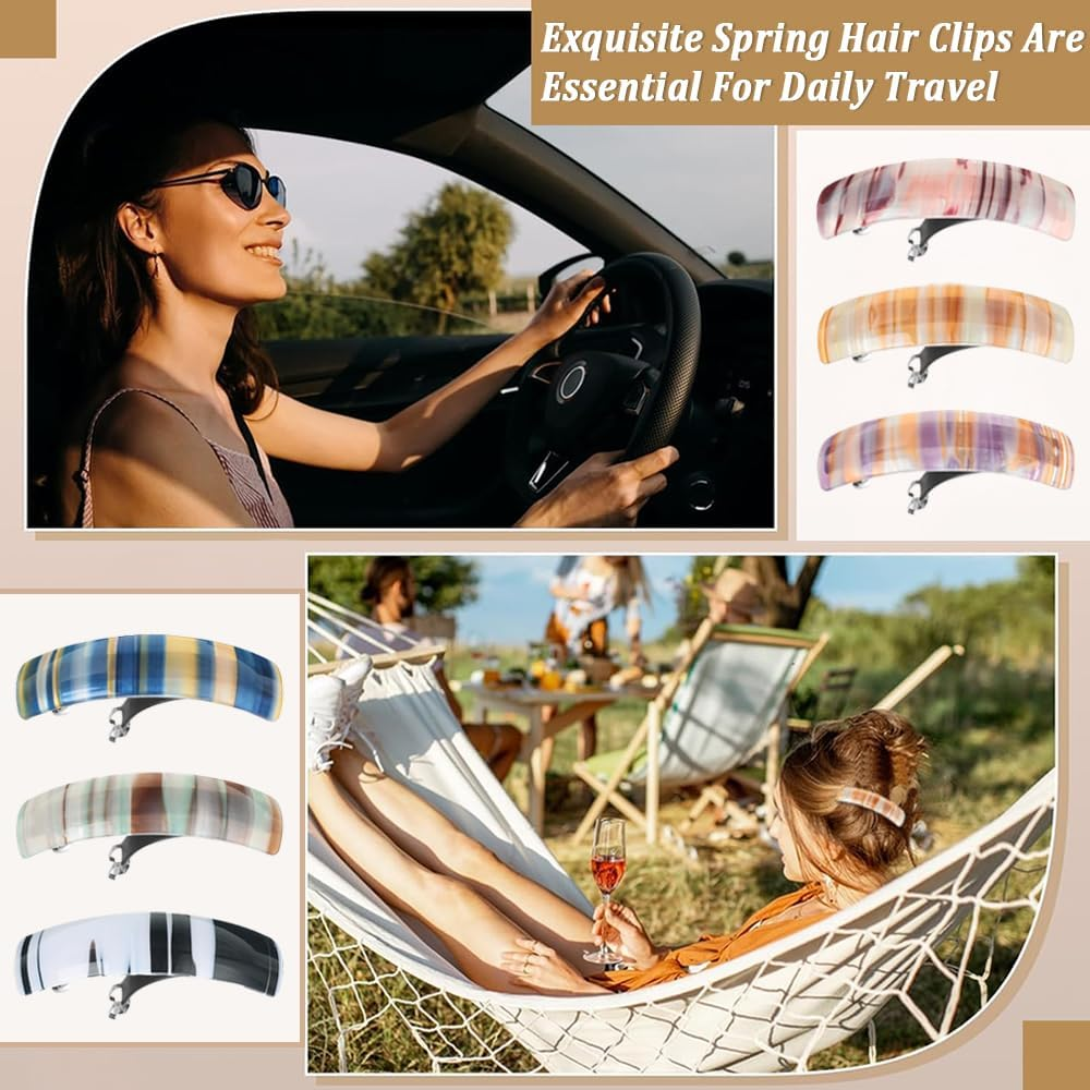 XFSRG Hair Clips Women'S Hair Clip Ombre Design Striped Colour Gradient Rectangular Feather Suitable for Half up Hair image number 6