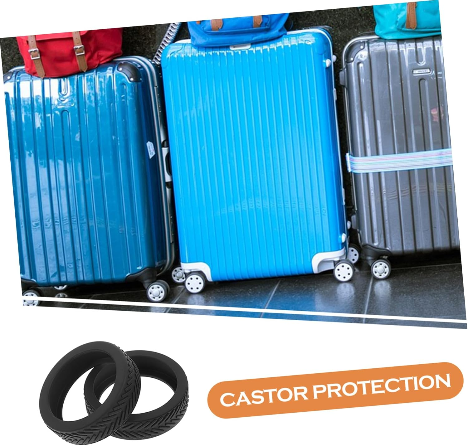 GLSTOY 8Pcs Black Silicone Suitcase Wheel Covers Noise Reducing Luggage Feet Protectors for Travel Fit for Spinner Wheels Silent Rolling and Scratch Prevention image number 2