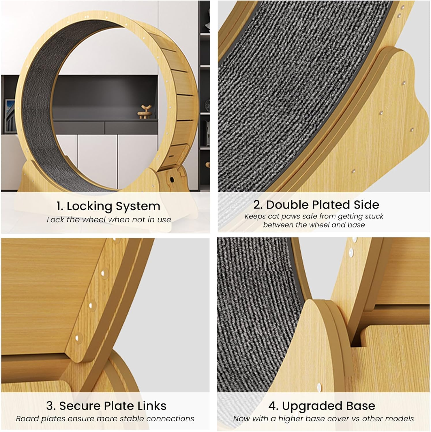 Cat Exercise Wheel Toy Running Exerciser Treadmill Scratcher Board|Cat, Kitten Running Spinning and Scratching Fun Wheel - 110Cm image number 3