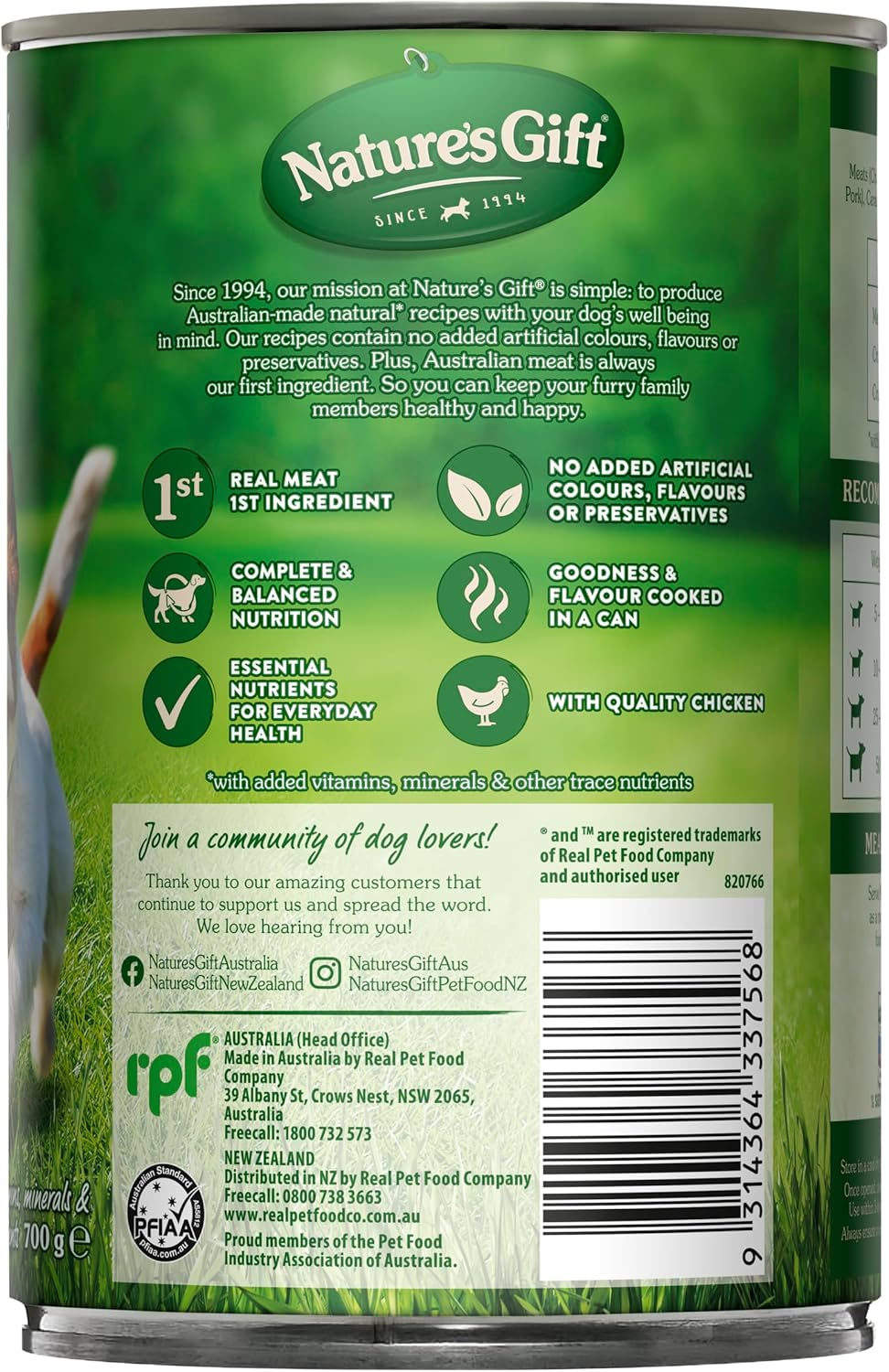 Nature'S Gift Casserole with Chicken & Vegetables Adult Dog Wet Food Can 700G (Pack of 12) image number 5