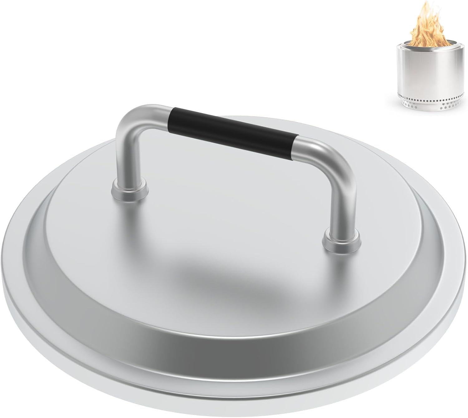 Fire Pit Lid for Solo Stove Ranger 2.0 & 1.0 Accessories, Solo Stove Lid Ranger, Stainless Steel Fire Pit Cover for Solo Ranger 15" Fire Pit Accessories and Other 15" Outdoor Fire Pits with Handle