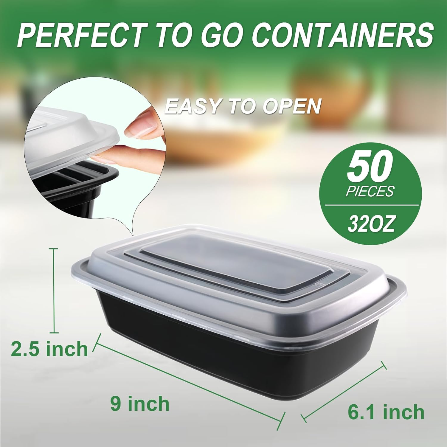AIDOU 50 Pack Meal Prep Containers Reusable, BPA Free Food Prep Containers with Lids for Durable Plastic, Stackable, Microwave, Freezer & Dishwasher Safe (1000ML/32 Oz)
