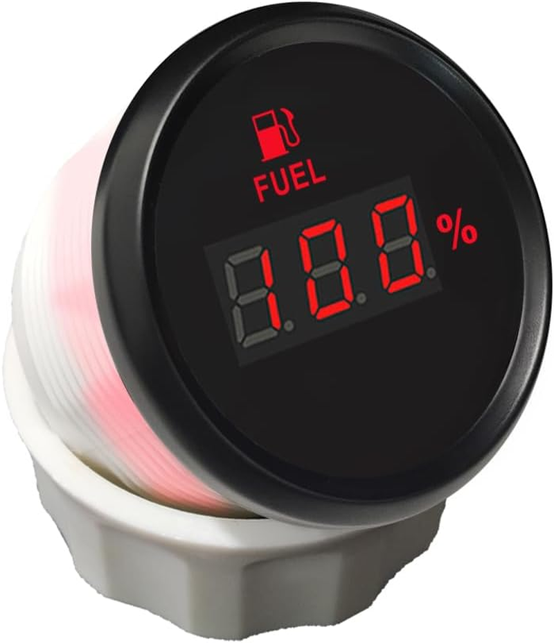 ELING 52Mm (2'') Digital Fuel Level Gauge 240-33Ohm Signal with Red Backlight for Cars Vessels Yachts