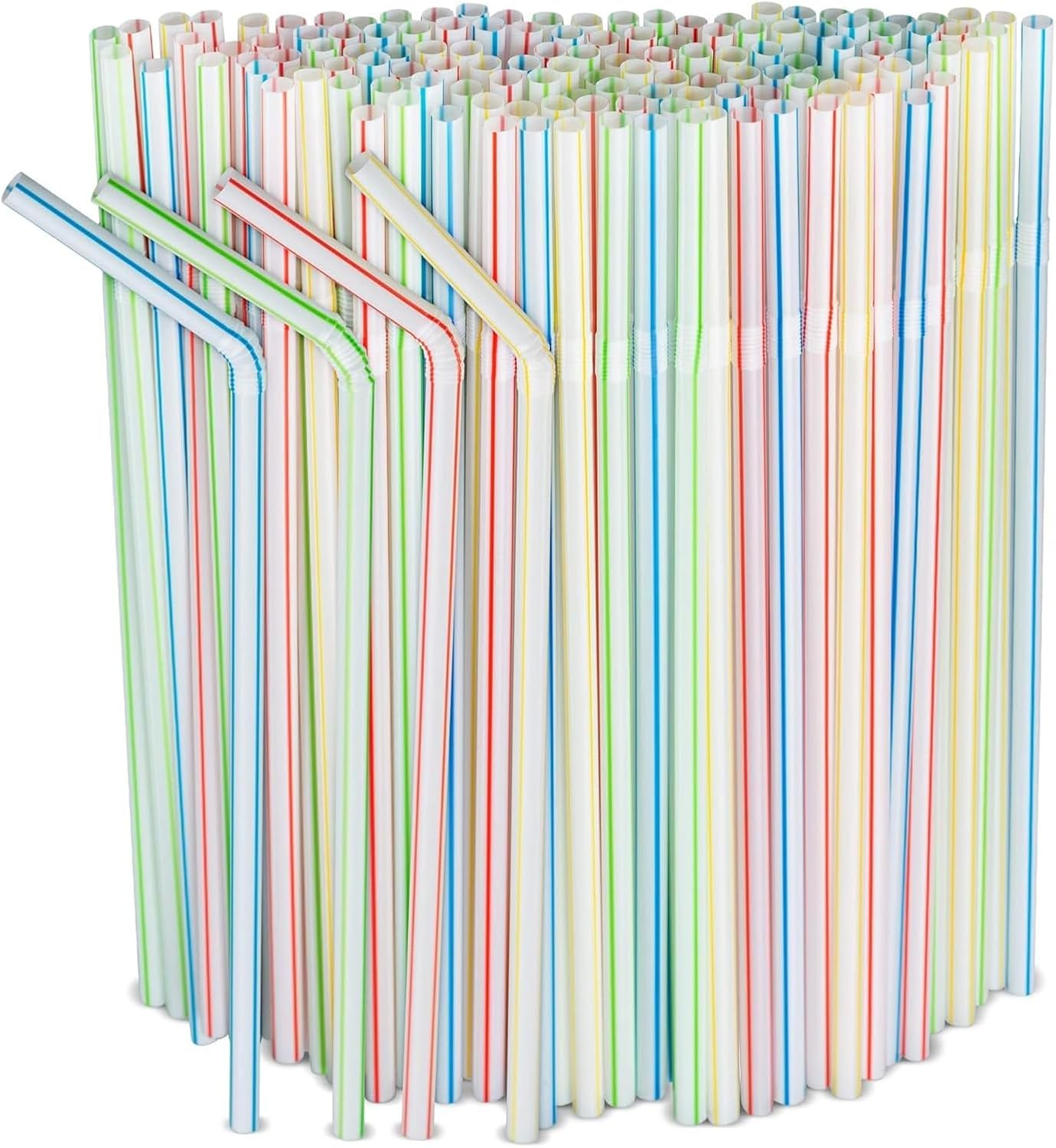 100 PCS Straws, 20Cm Long, Reusable,Stripes Multiple Colors Straws,Suitable for Various Drinks, Juice,Can Be Used Multiple Times（Reusable） image number 3